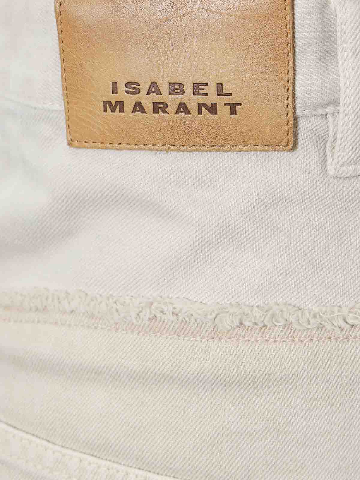 Shop Isabel Marant Cotton Trouser With Frayed Detail In Beis