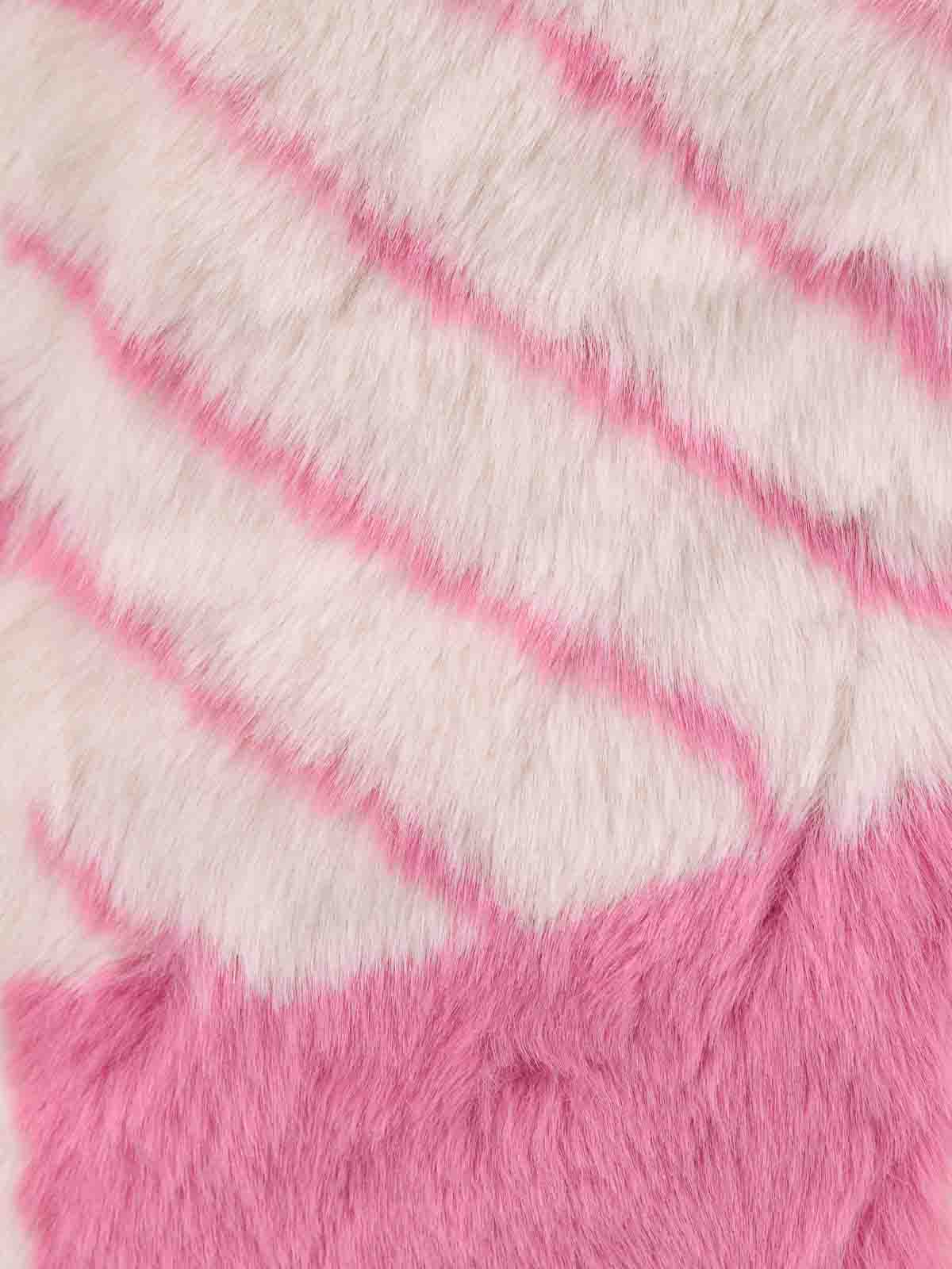 Shop Jakke Faux Fur Jacket With Striped Motif In Nude & Neutrals
