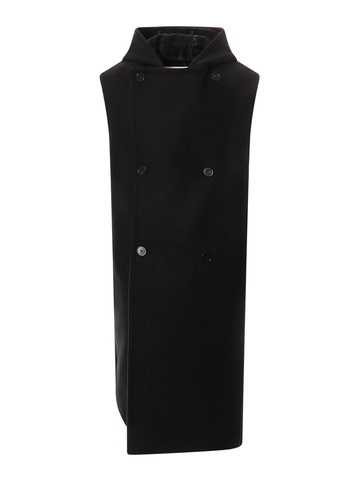 Jil Sander Wool Sleeveless Coat In Black