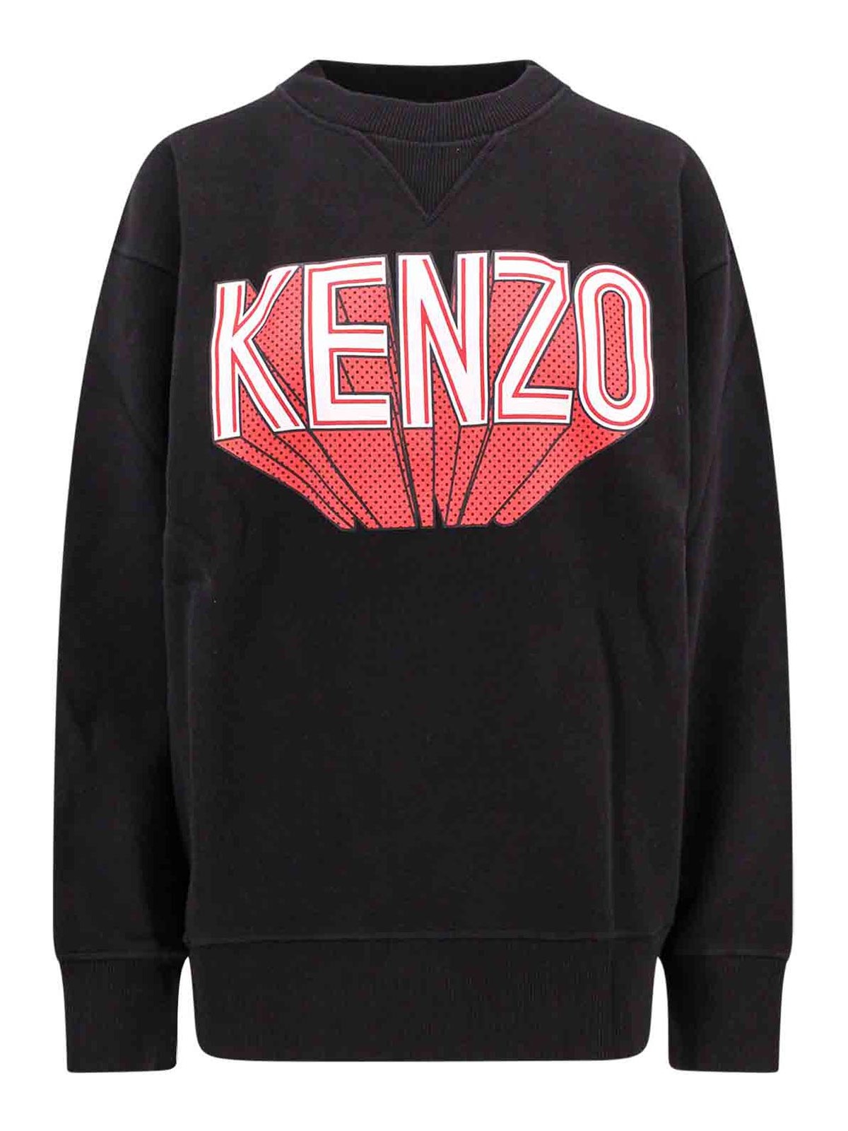 Shop Kenzo Cotton Sweatshirt With Frontal Logo Print In Black