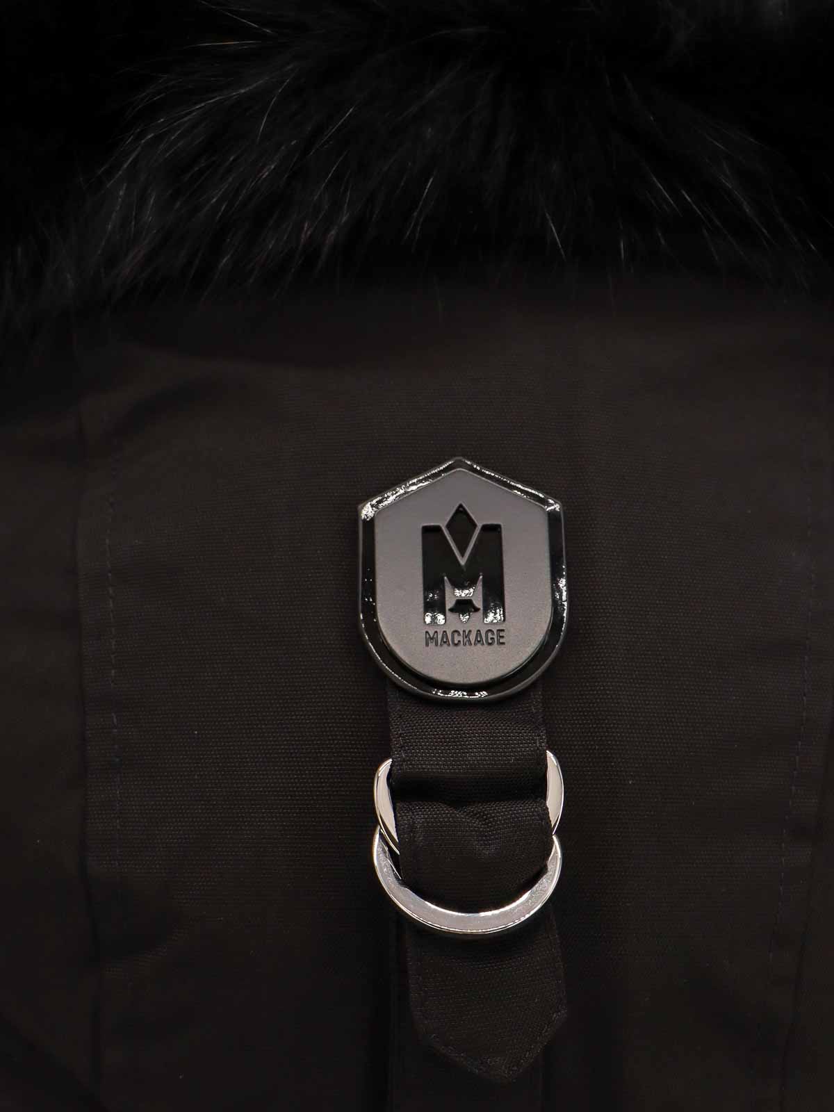 Shop Mackage Padded Nylon Jacket With Logo Patch In Negro