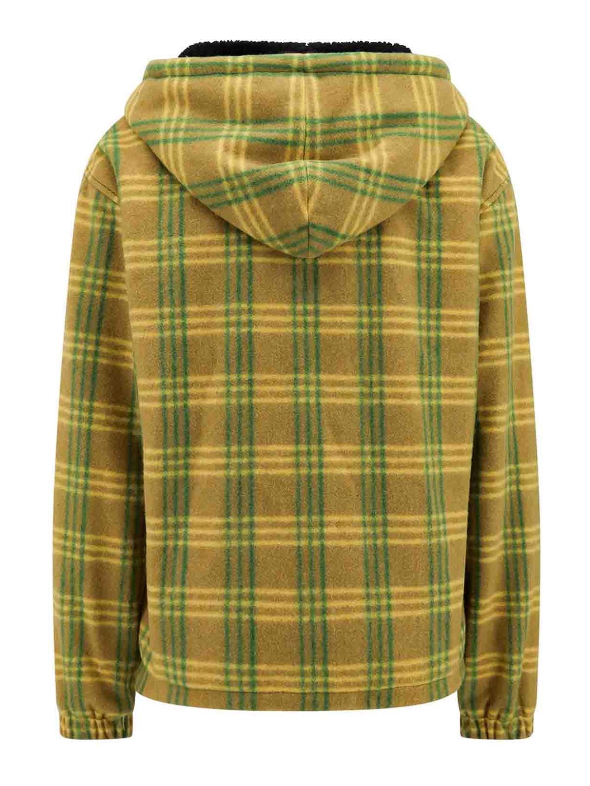 Shop Marni Madras Coat With Hood And Logo Label In Multicolour