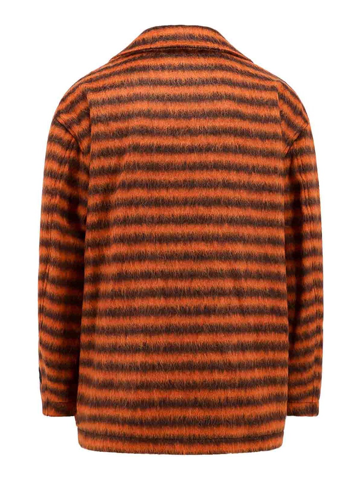 Shop Marni Striped Virgin Wool And Mohair Coat In Orange