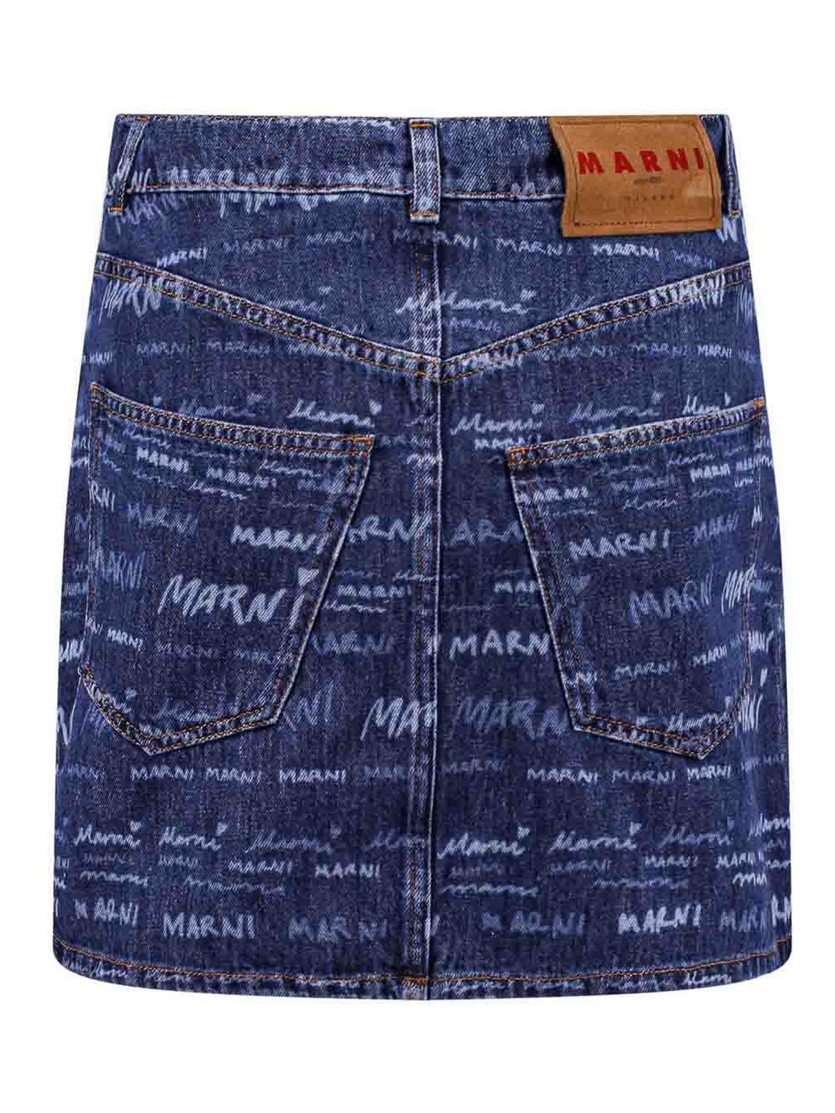 Shop Marni Mega Denim Skirt In Blue