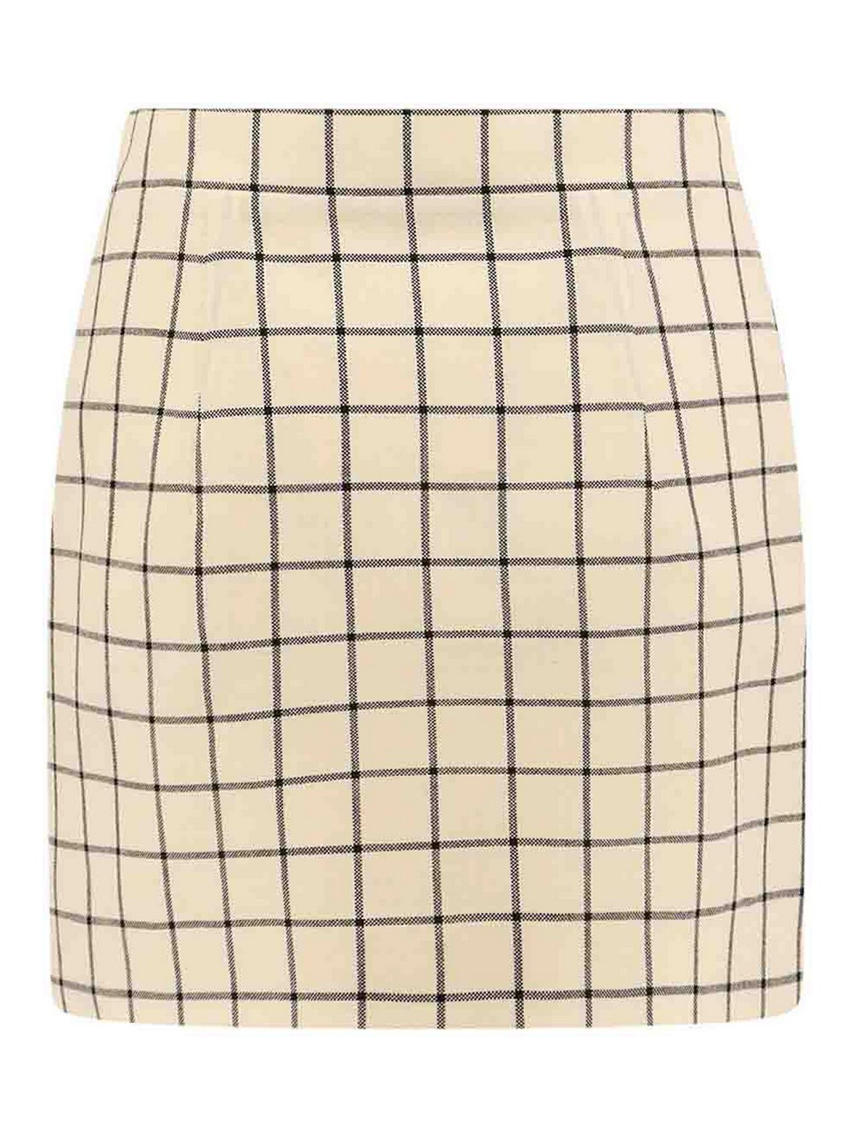 Shop Marni Virgin Wool Skirt With Check Motif In White