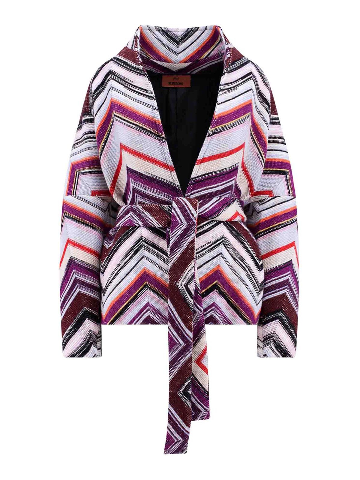 Shop Missoni Multicolor Wool Jacket With Belt In Multicolour