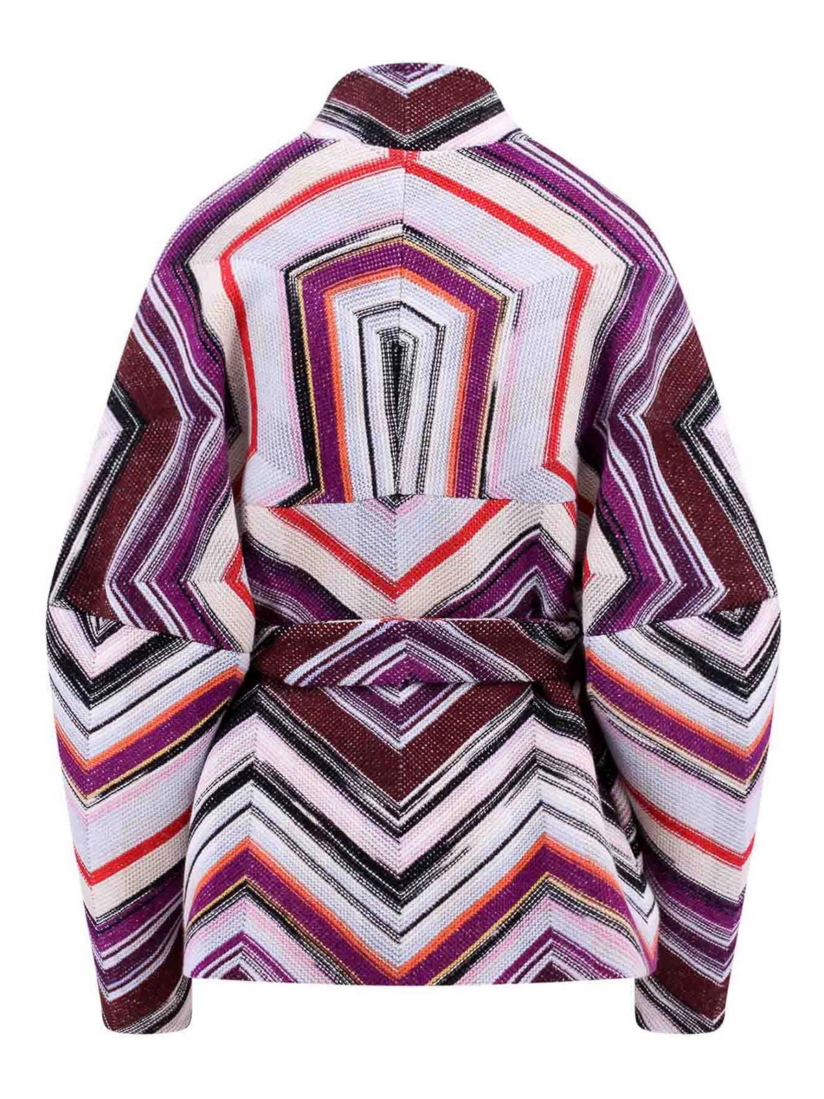 Shop Missoni Multicolor Wool Jacket With Belt In Multicolour