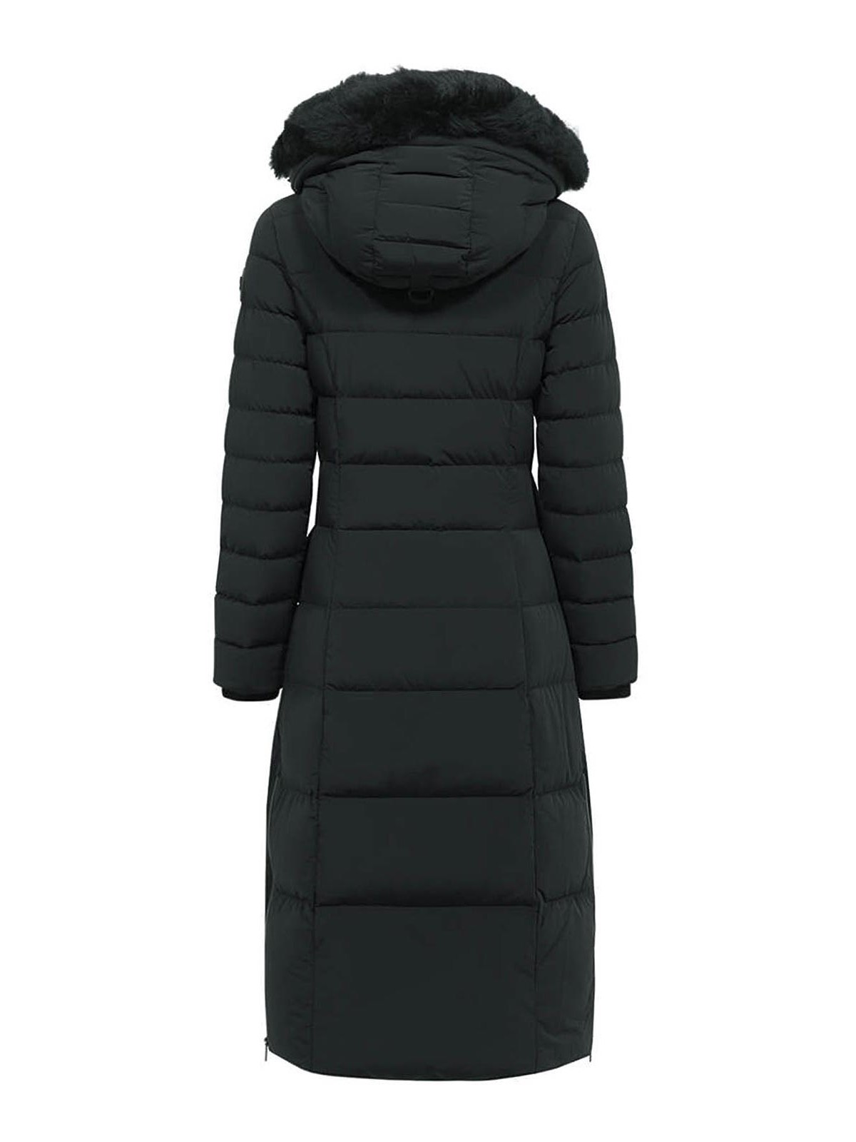 Shop Moose Knuckles Padded Long Jacket With Removable Fur Detail In Black