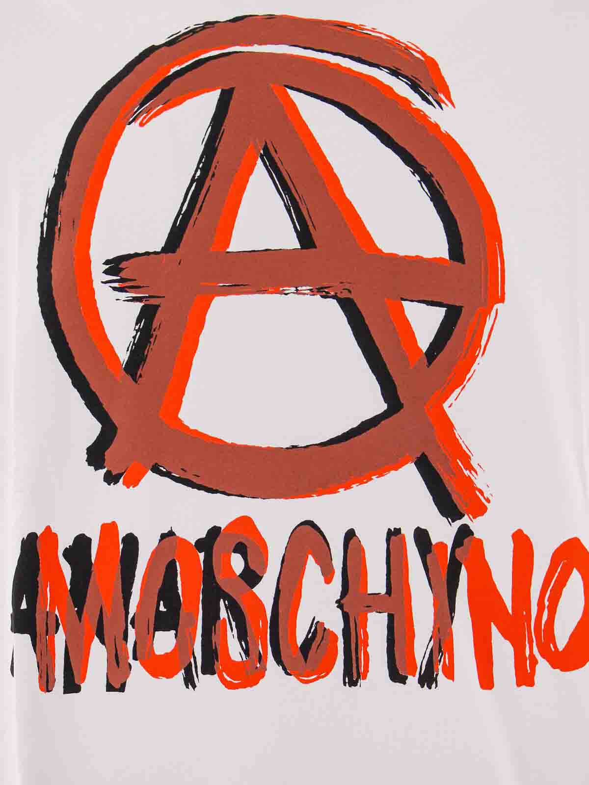 Shop Moschino Cotton T-shirt With  Anarchy Logo In Grey