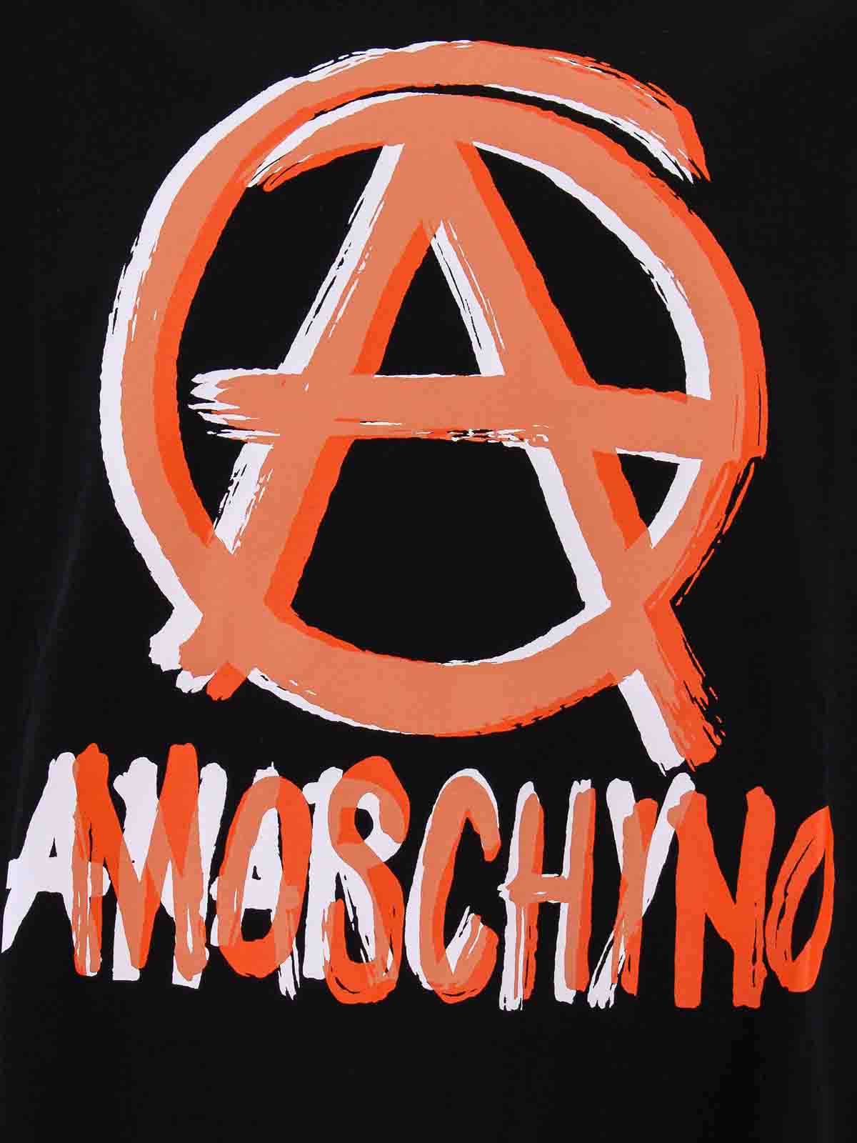 Shop Moschino Cotton T-shirt With  Anarchy Logo In Black