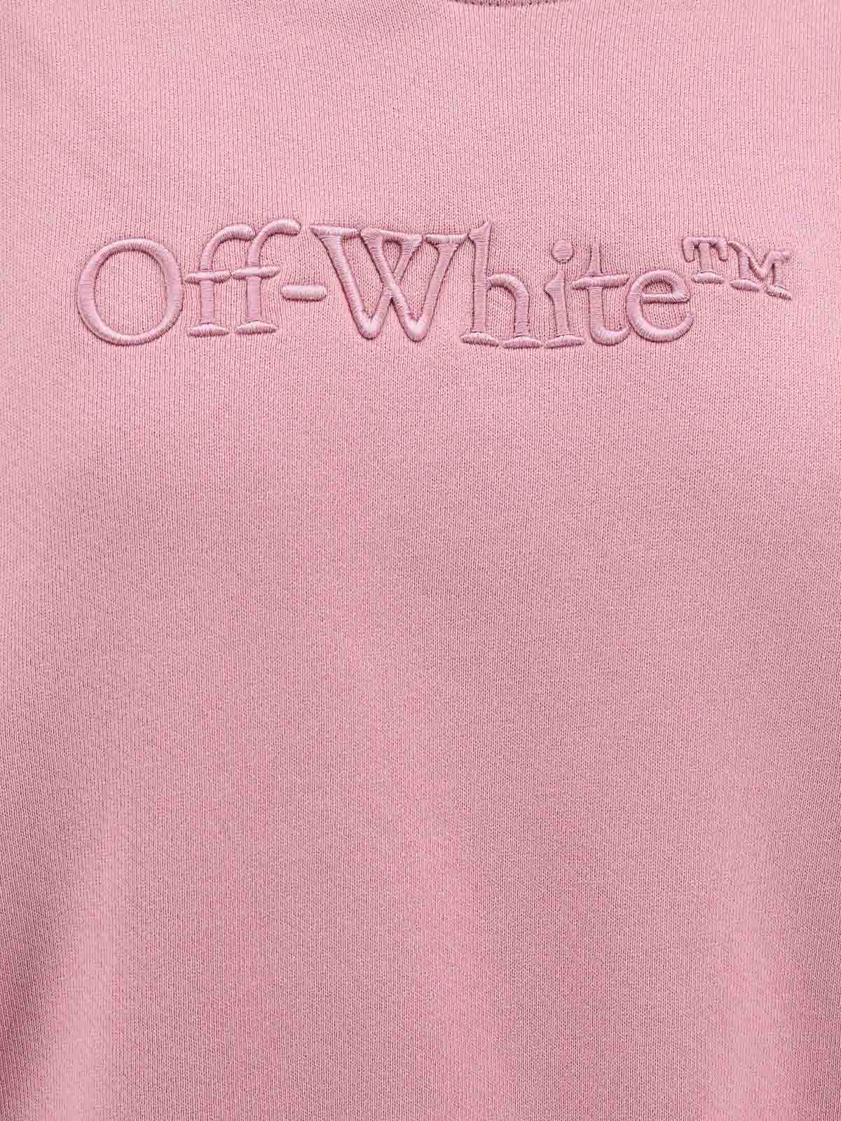 Shop Off-white Organic Cotton T-shirt With Embroidered Logo In Nude & Neutrals