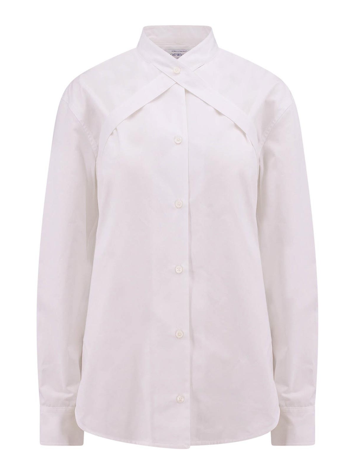 Off-white Cotton Shirt With Straps And Metal Buckle In White