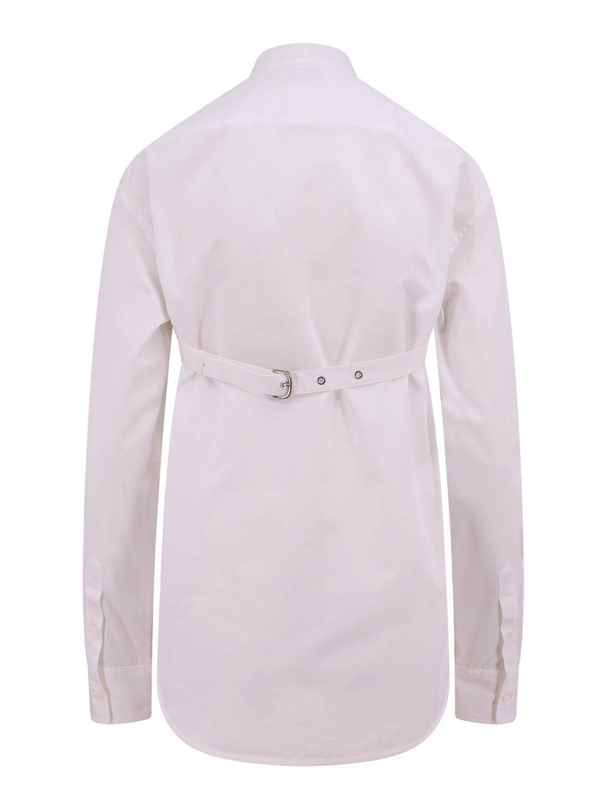 Shop Off-white Cotton Shirt With Straps And Metal Buckle In White
