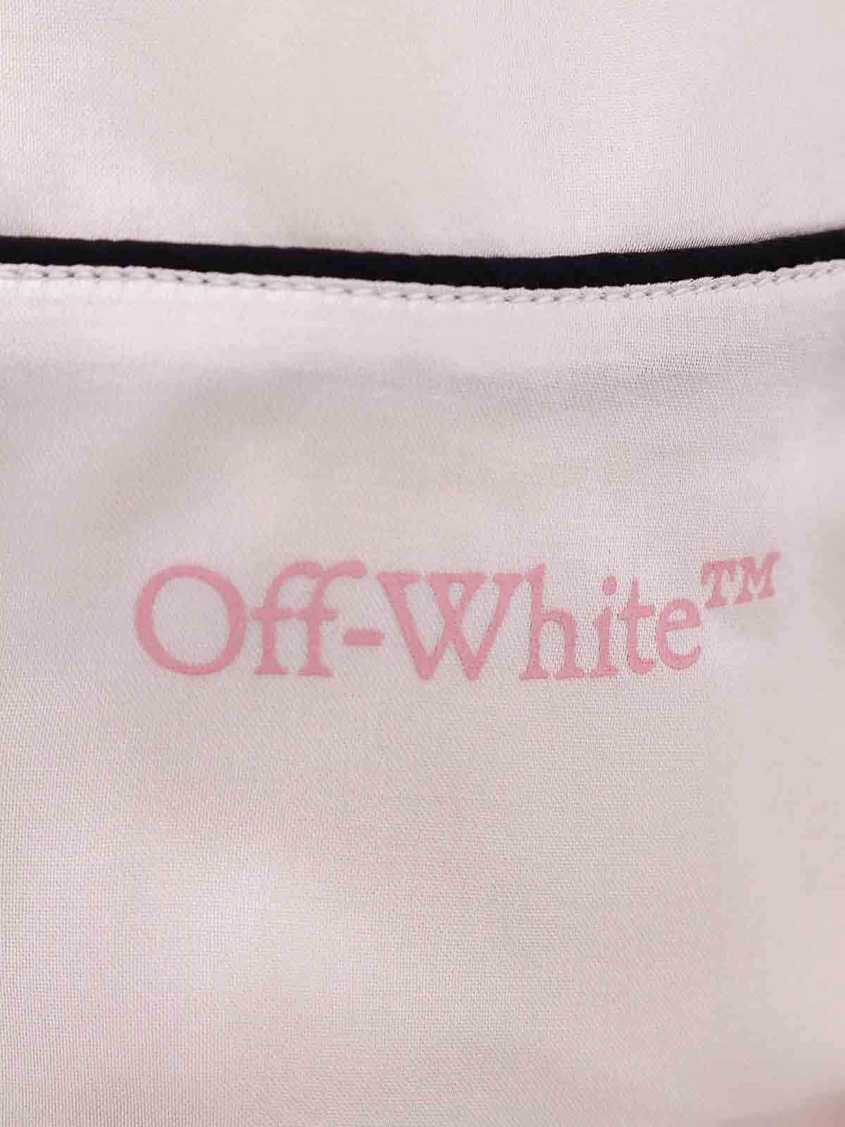 Shop Off-white Viscosa Pajama Shirt With Logo Print In Beige