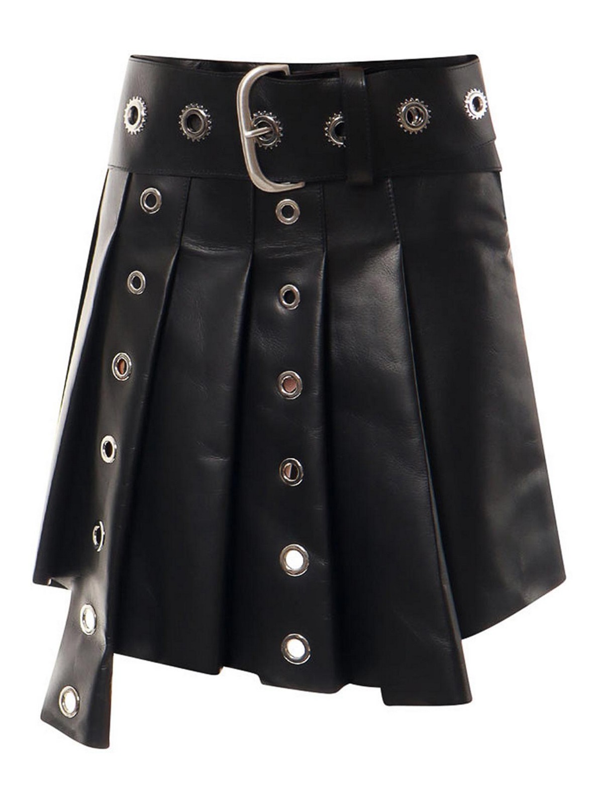 Shop Off-white Leather Skirt With Belt And Metal Details In Negro