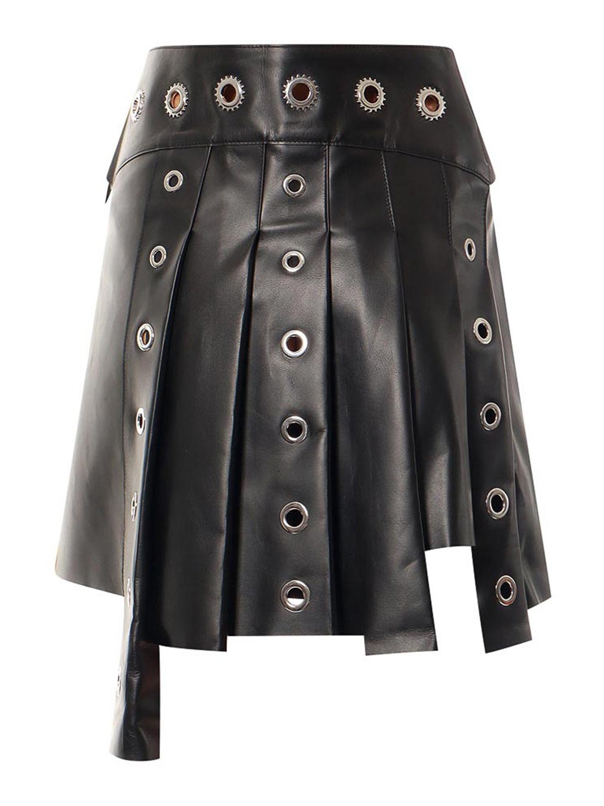 Shop Off-white Leather Skirt With Belt And Metal Details In Negro