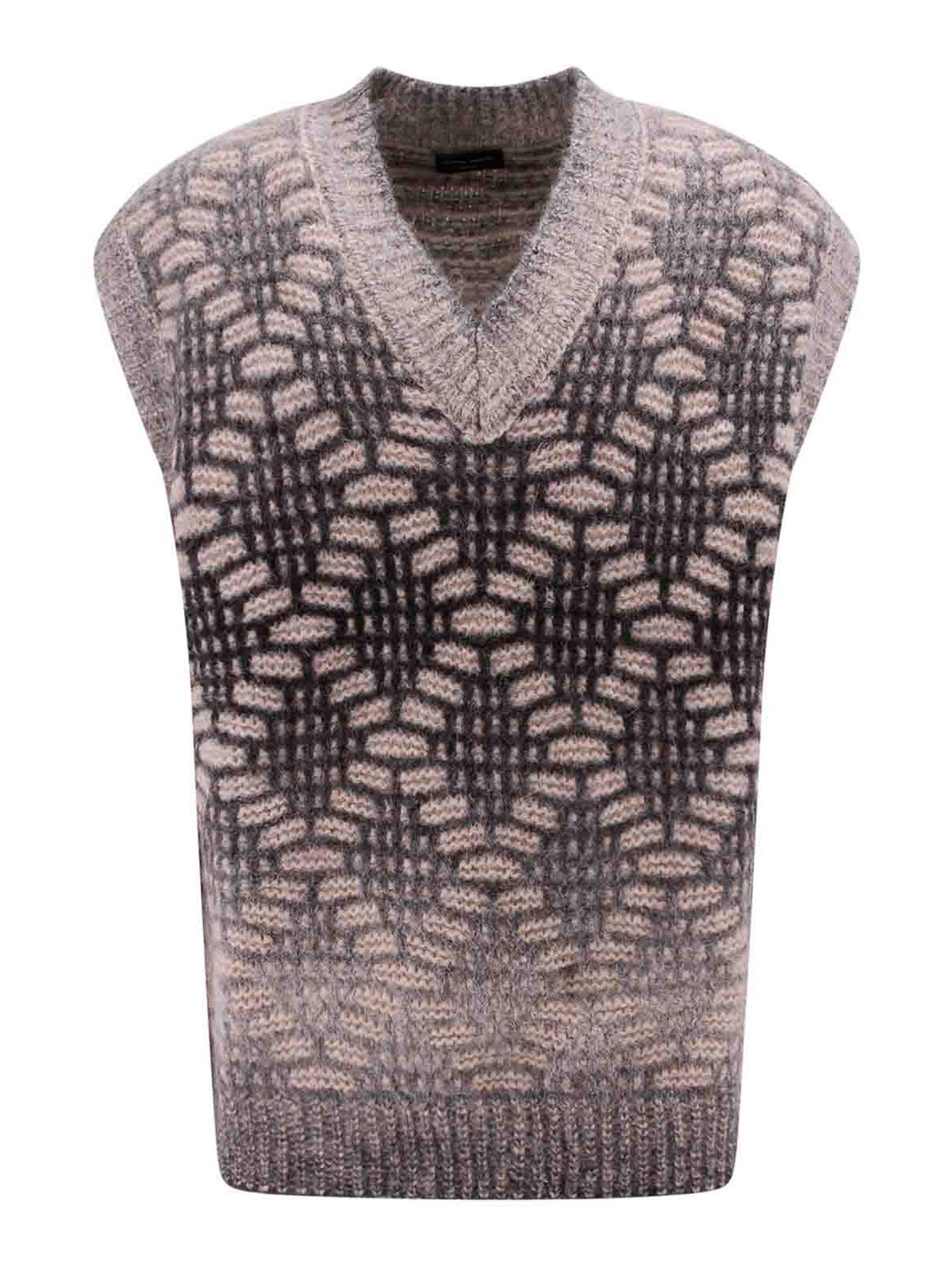 Shop Roberto Collina Alpaca Blend Vest With All-over Embroideries In Grey