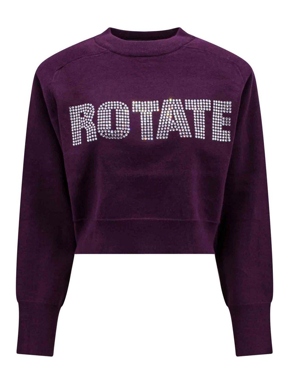 Shop Rotate Birger Christensen Organic Cotton Sweater With Logo In Purple