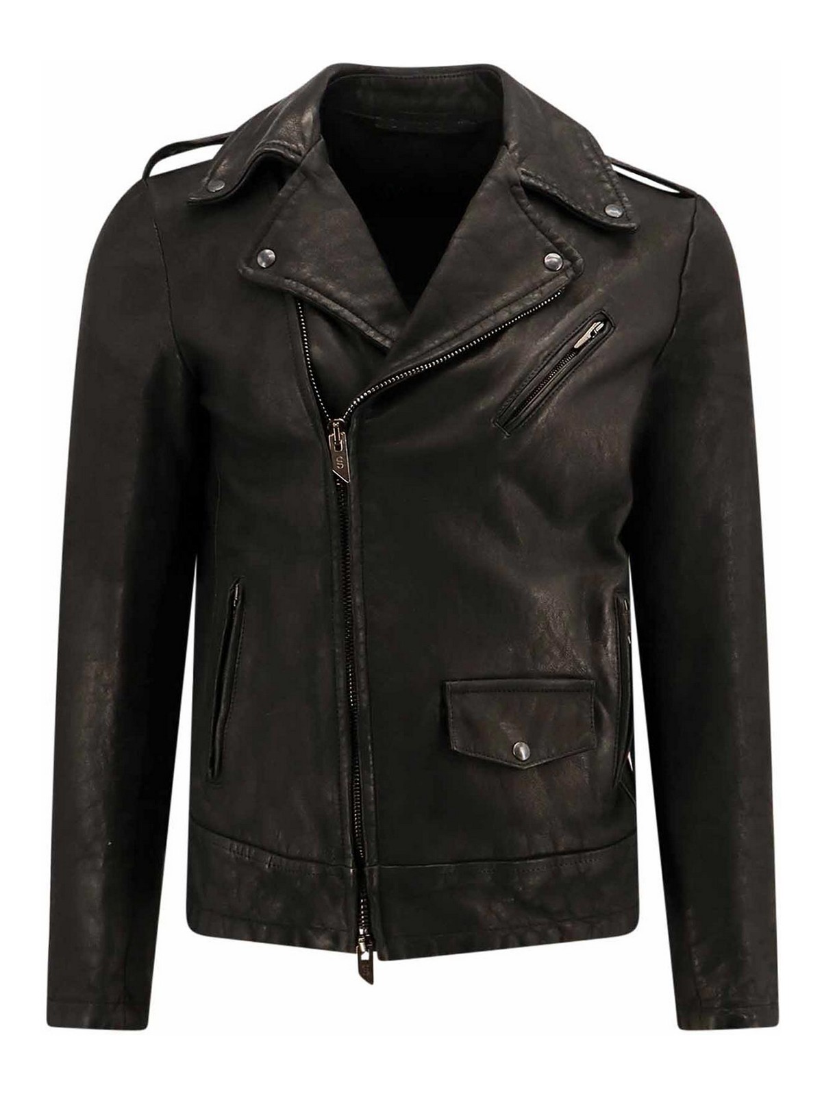 Salvatore Santoro Leather Jacket With Vintage Effect In Negro