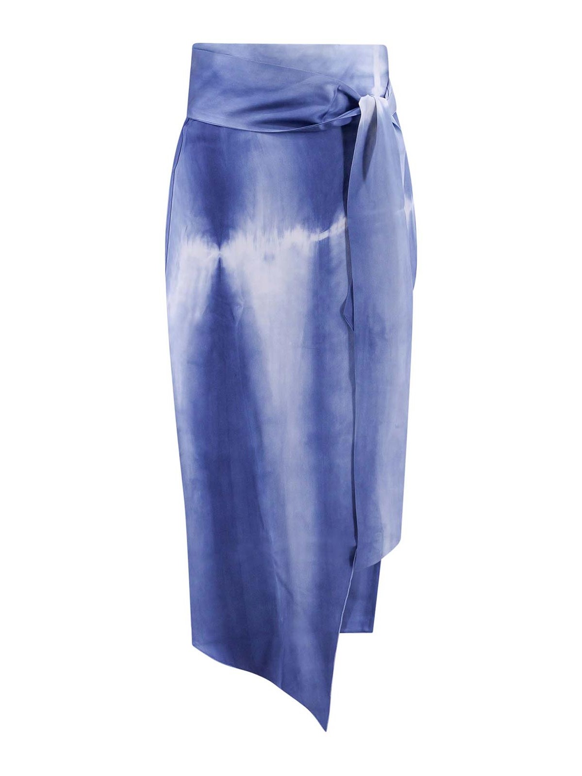 Shop Sleep No More Printed Silk Skirt In Blue