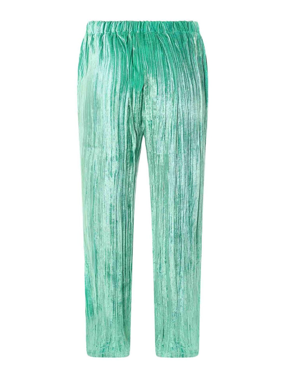 Shop Sleep No More Cloqu Velvet Pajamas Trouser In Verde