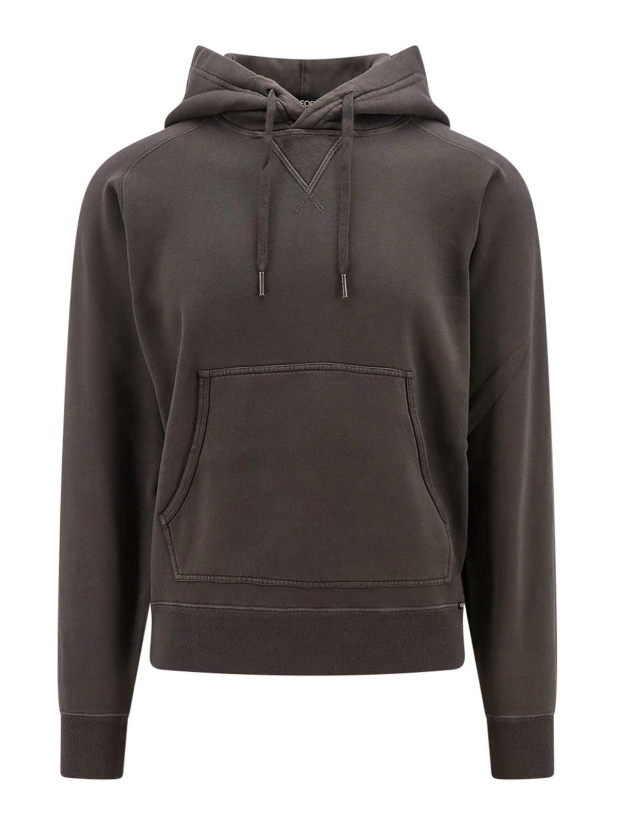 Tom Ford Cotton Sweatshirt With Logoed Label In Grey