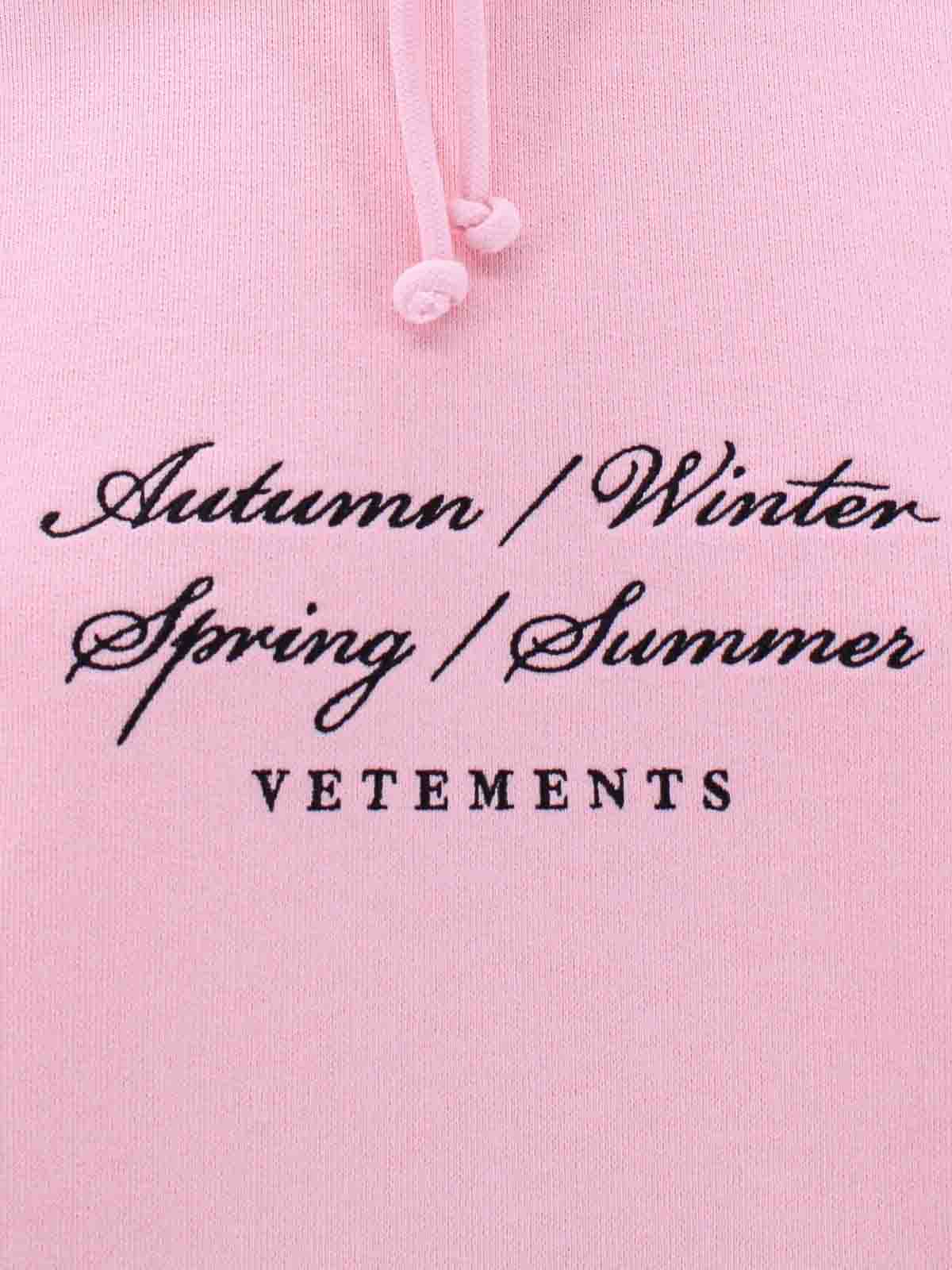Shop Vetements Cotton Blend Sweatshirt 4 Seasons Logo In Color Carne Y Neutral