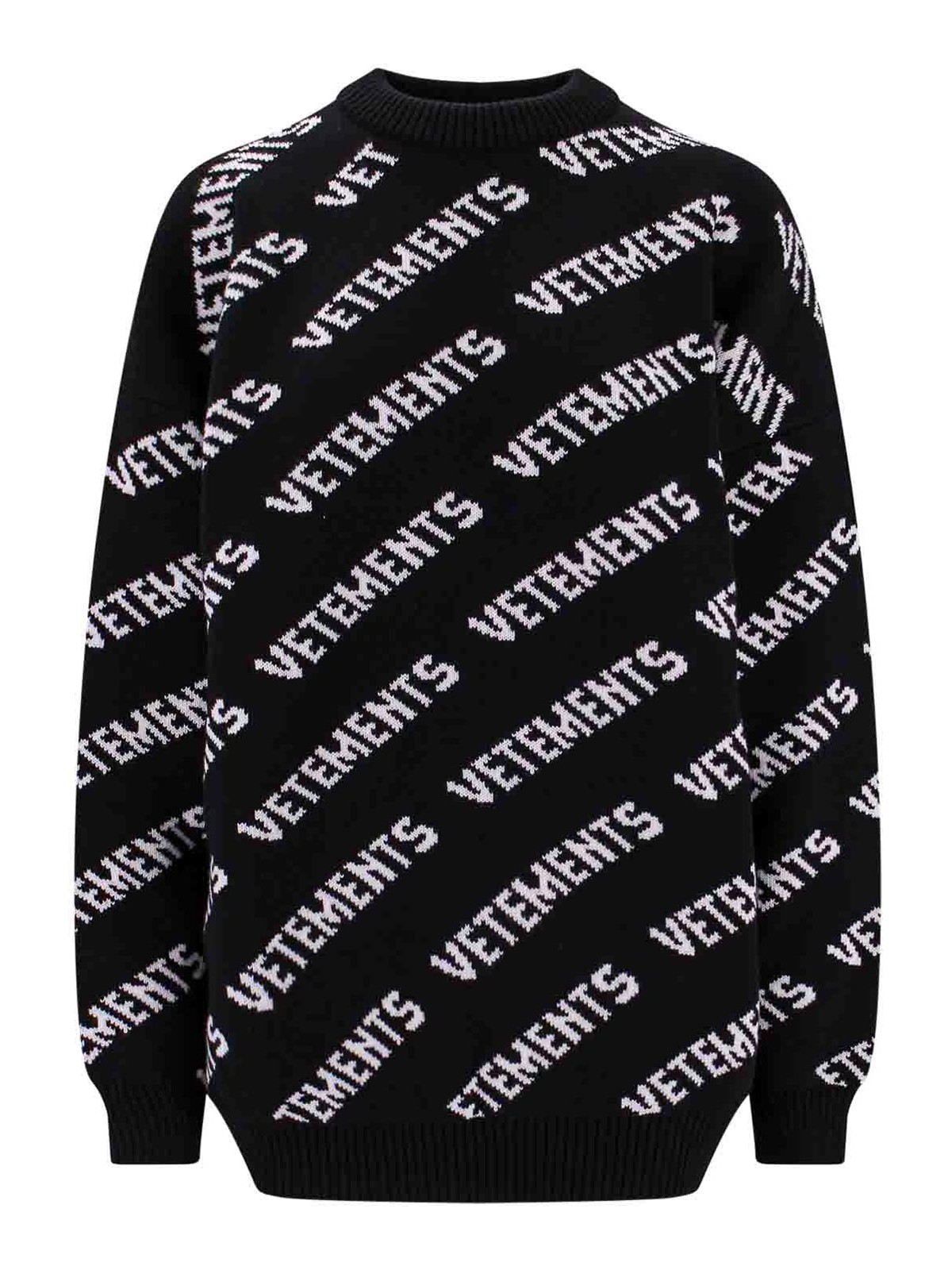 Vetements Merino Wool Jumper With All-over Logo In Black