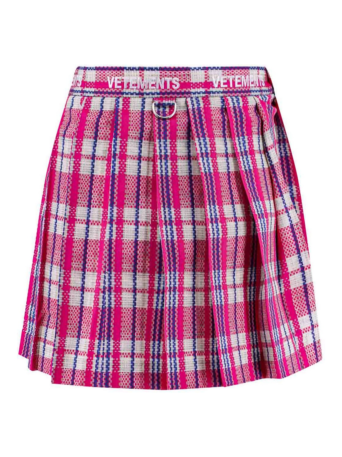 Shop Vetements Cotton Skirt With Tartan Motif In Color Carne Y Neutral