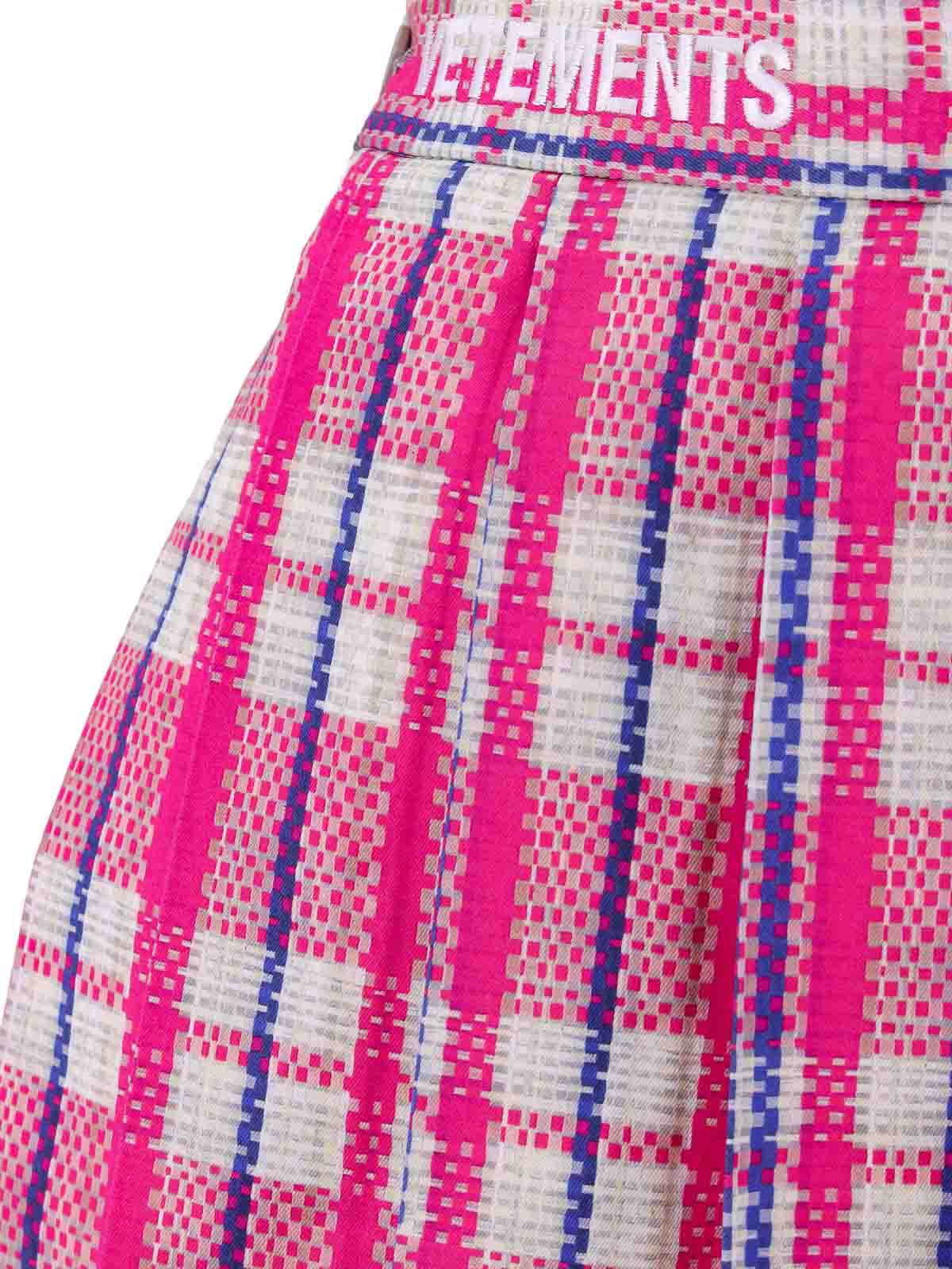 Shop Vetements Cotton Skirt With Tartan Motif In Color Carne Y Neutral