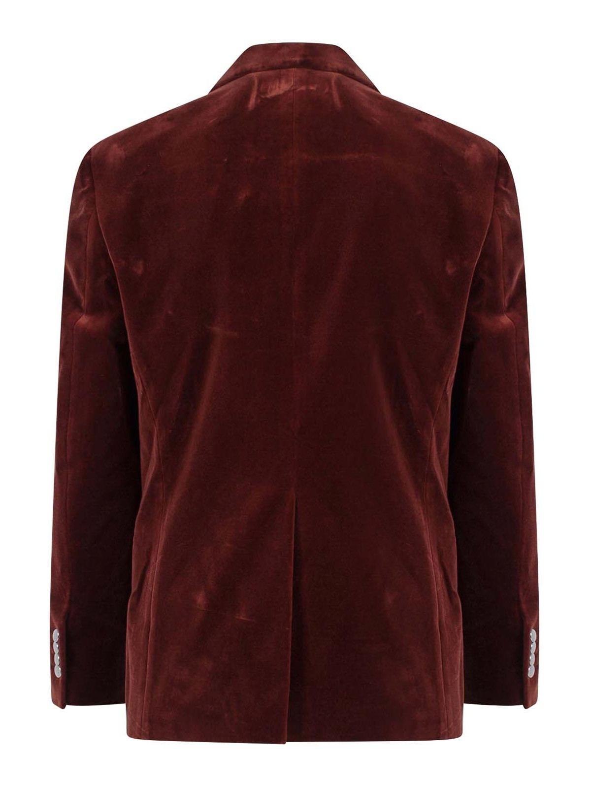 Shop Palm Angels Velvet Blazer With Metal Buttons In Brown