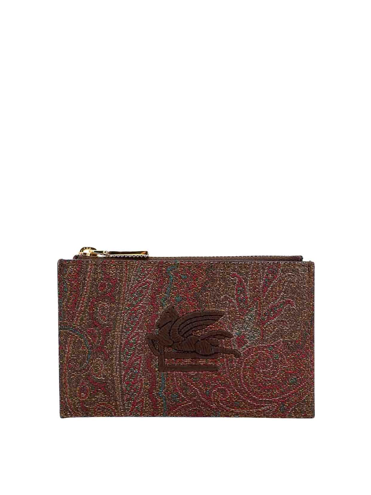 Etro Paisley Fabric Card Holder In Red