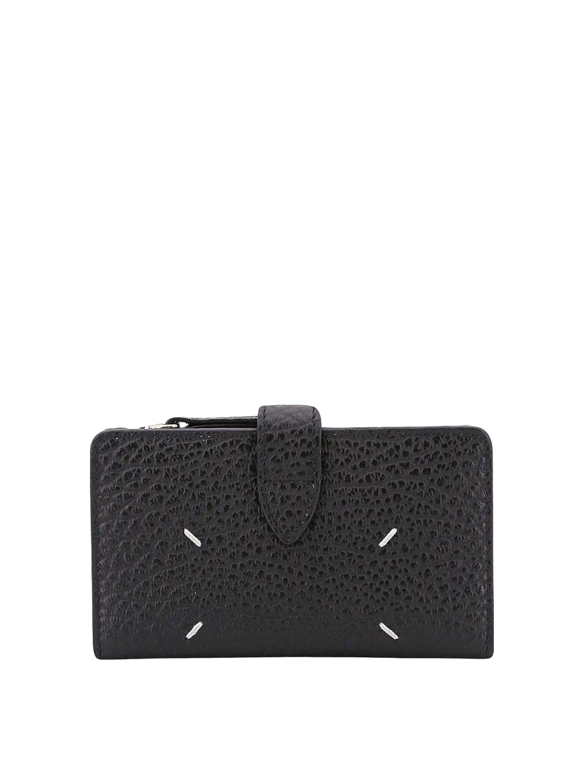 Maison Margiela Leather Card Holder With Iconic Stitching In Black