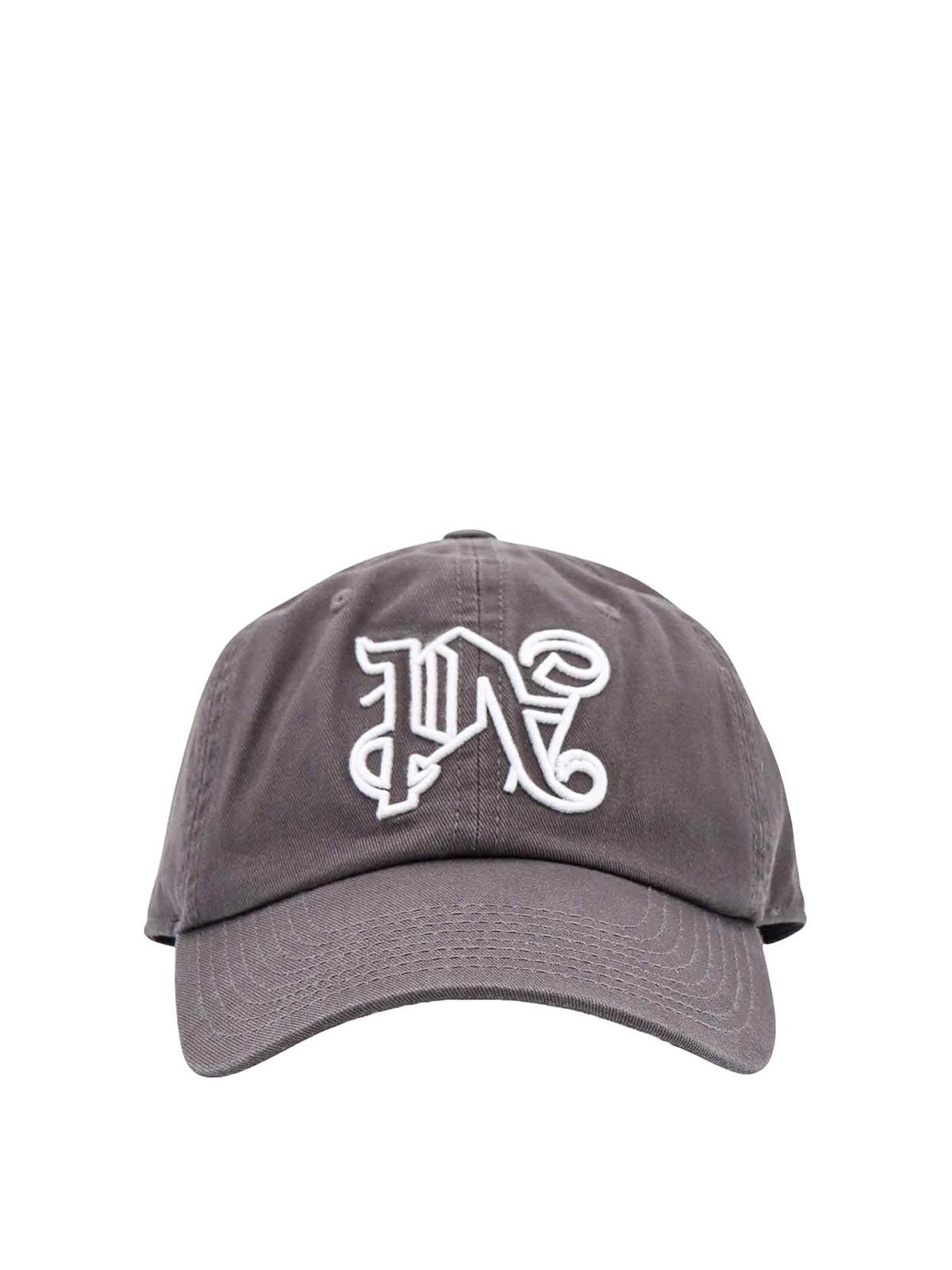 Shop Palm Angels Cotton Hat With Monogram In Grey