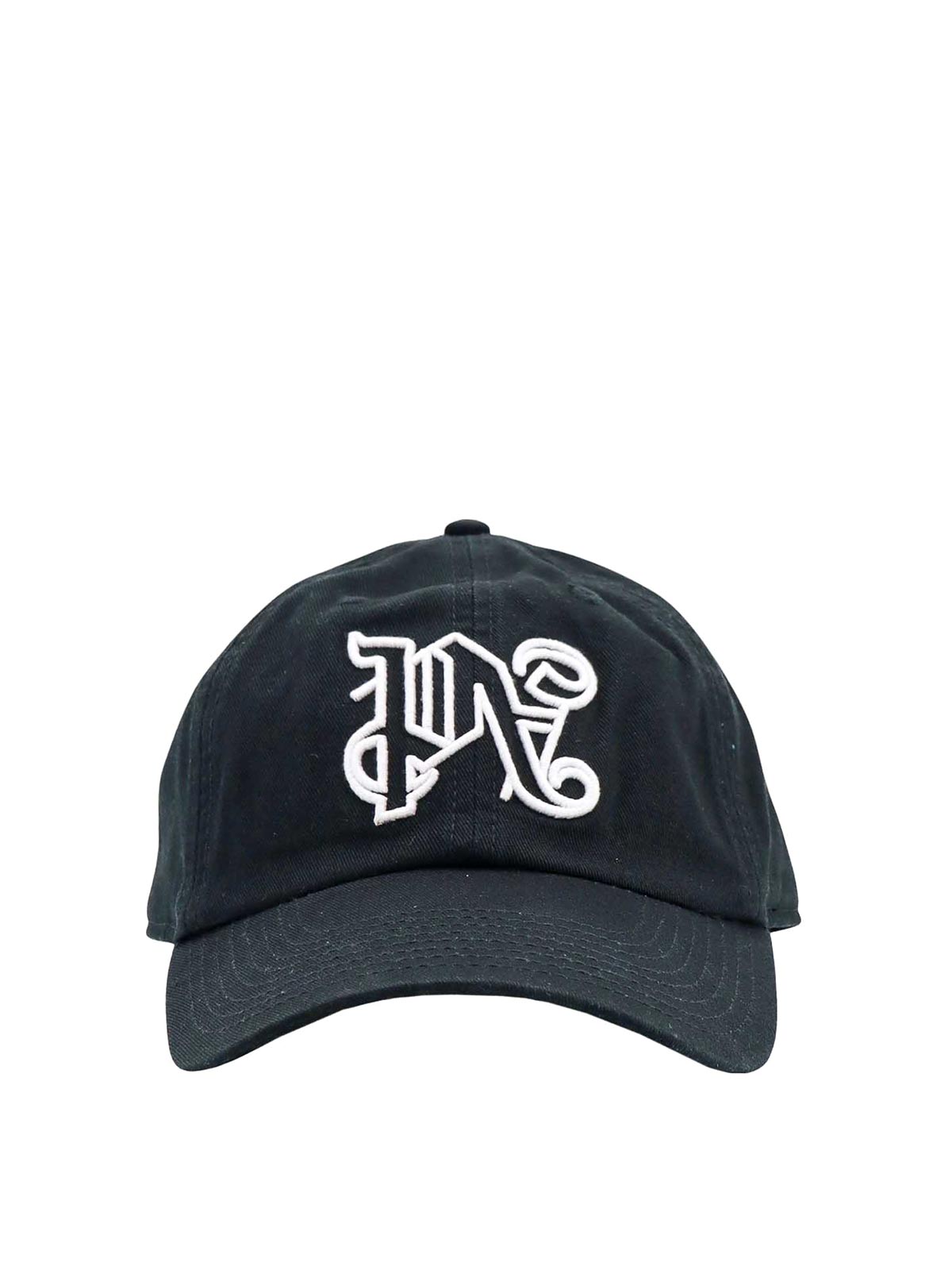 Palm Angels Cotton Hat With Monogram In Black