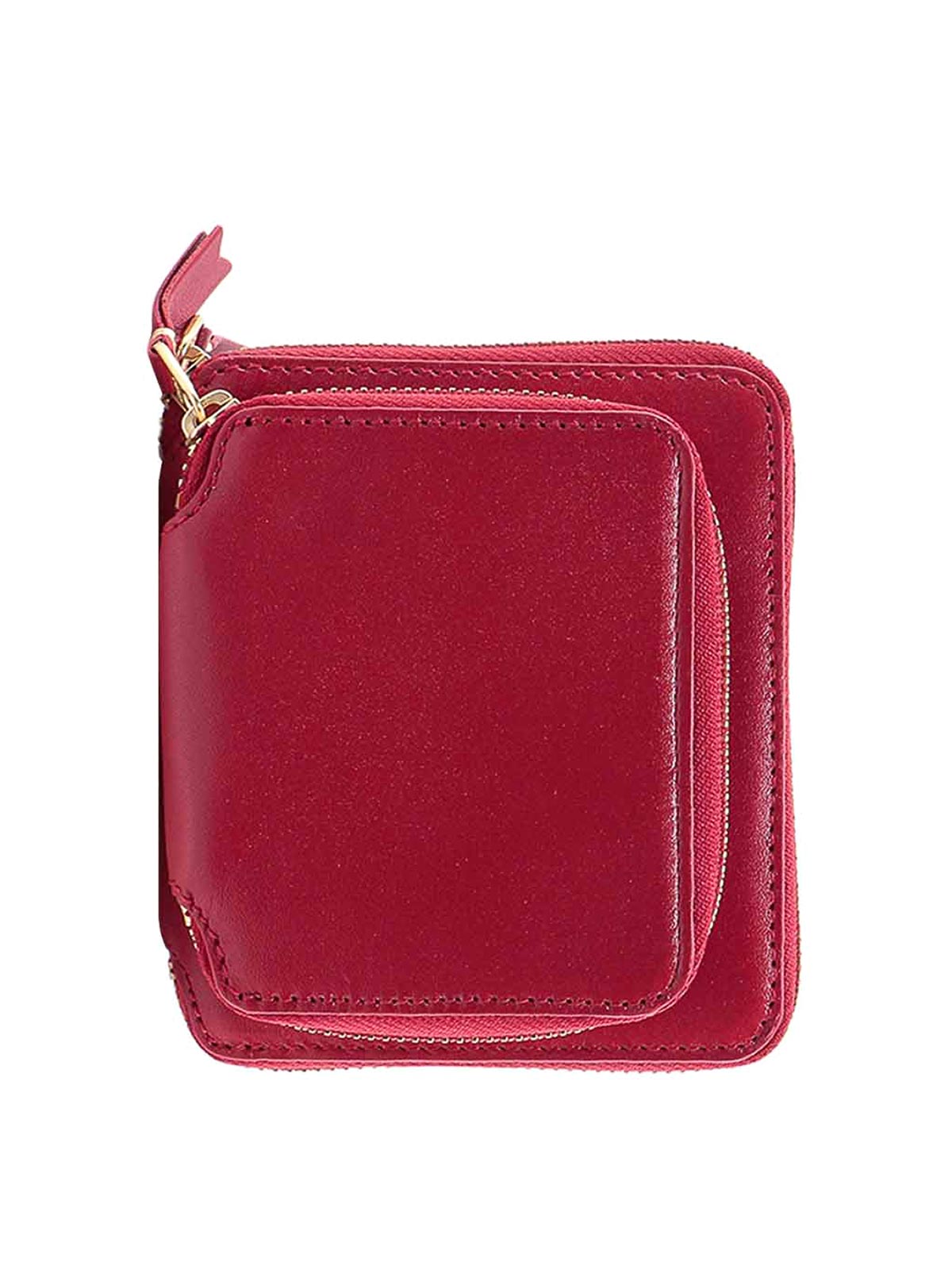 Shop Comme Des Garçons Leather Wallet With Frontal Compartment In Red