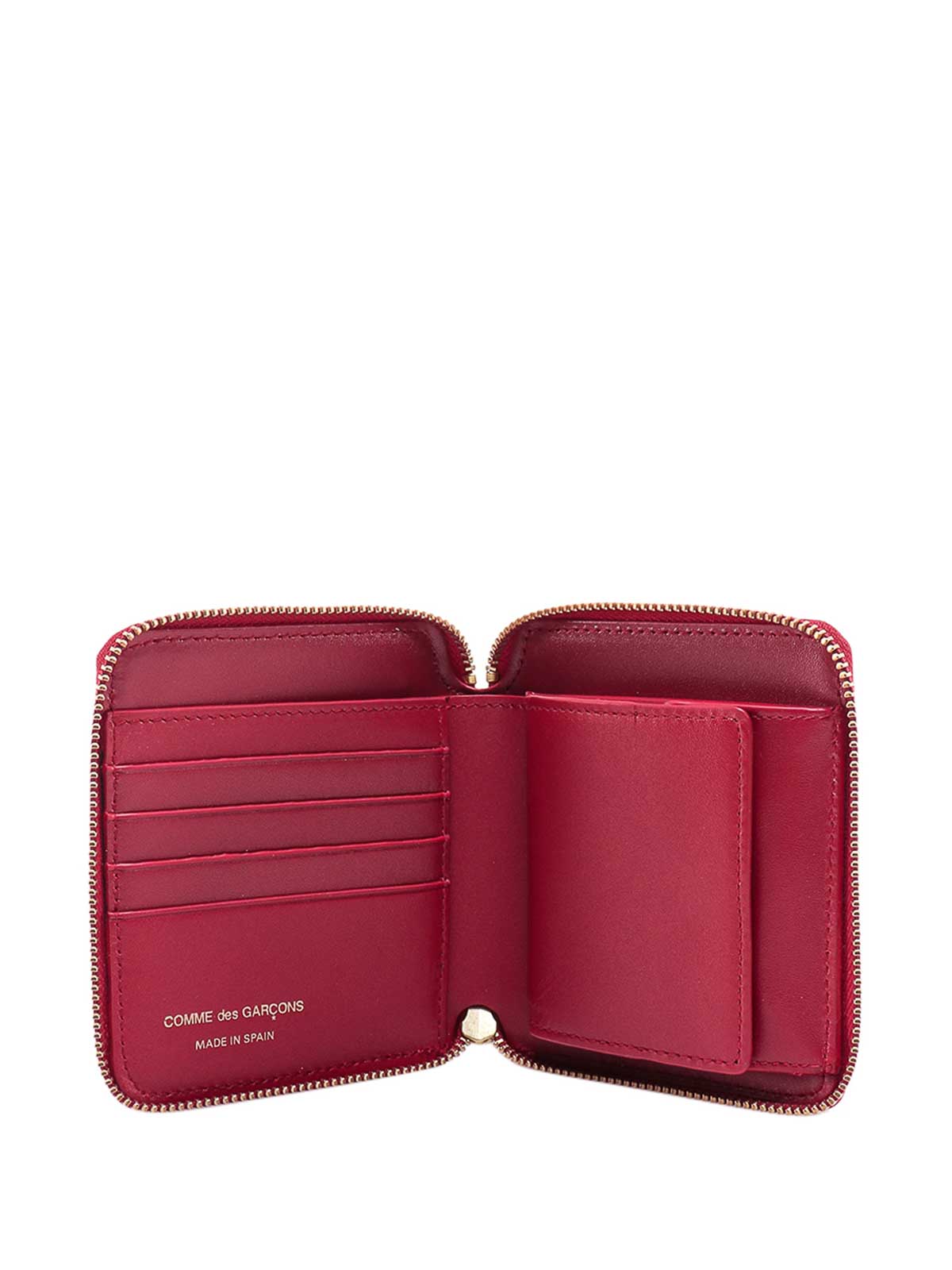 Shop Comme Des Garçons Leather Wallet With Frontal Compartment In Red
