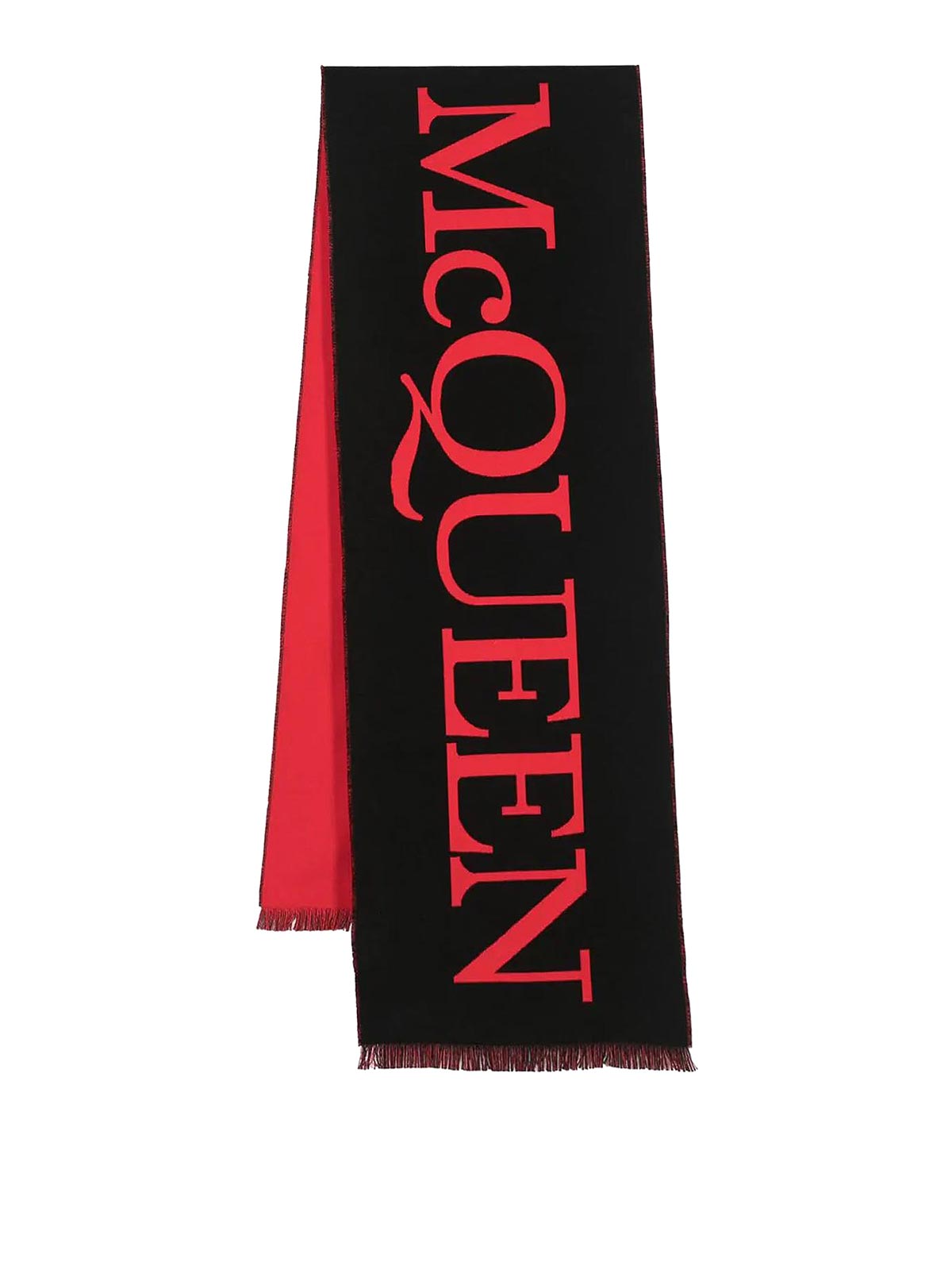 Shop Alexander Mcqueen Cotton Scarf With Oversize Logo In Black
