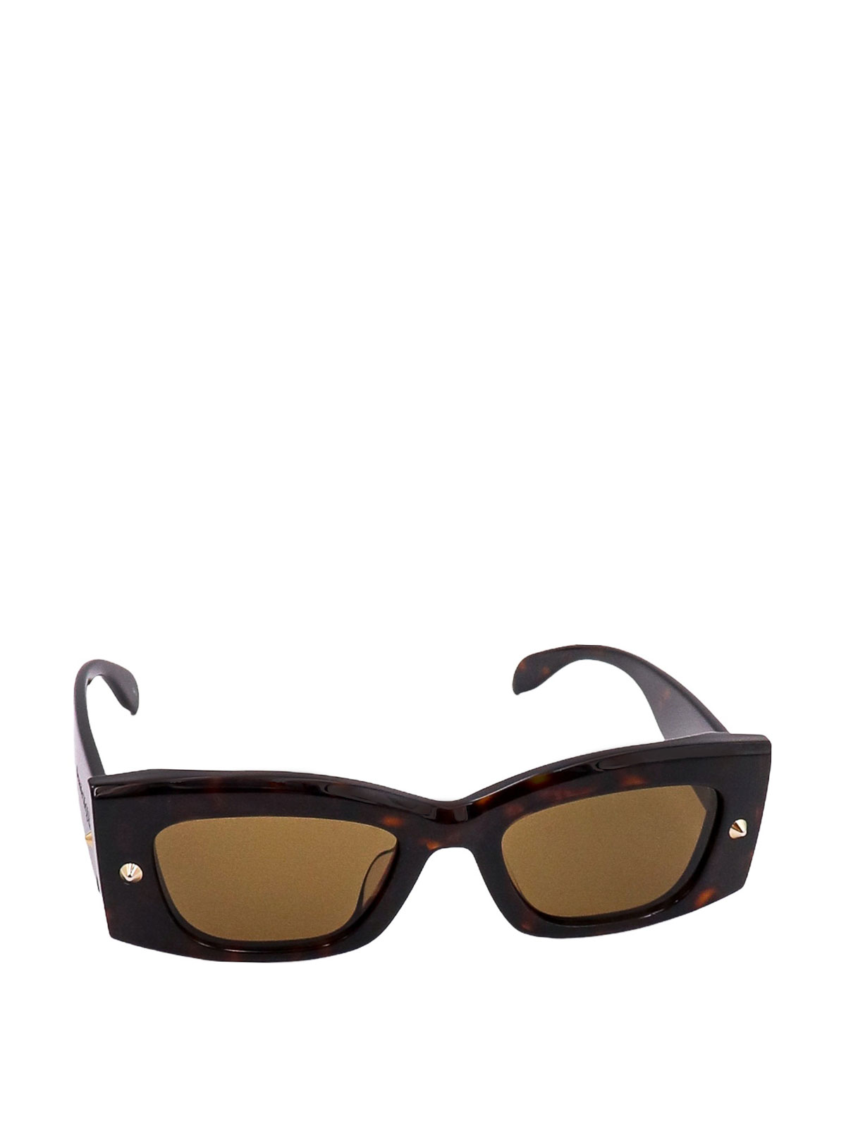 Shop Alexander Mcqueen Acetate Sunglasses In Brown