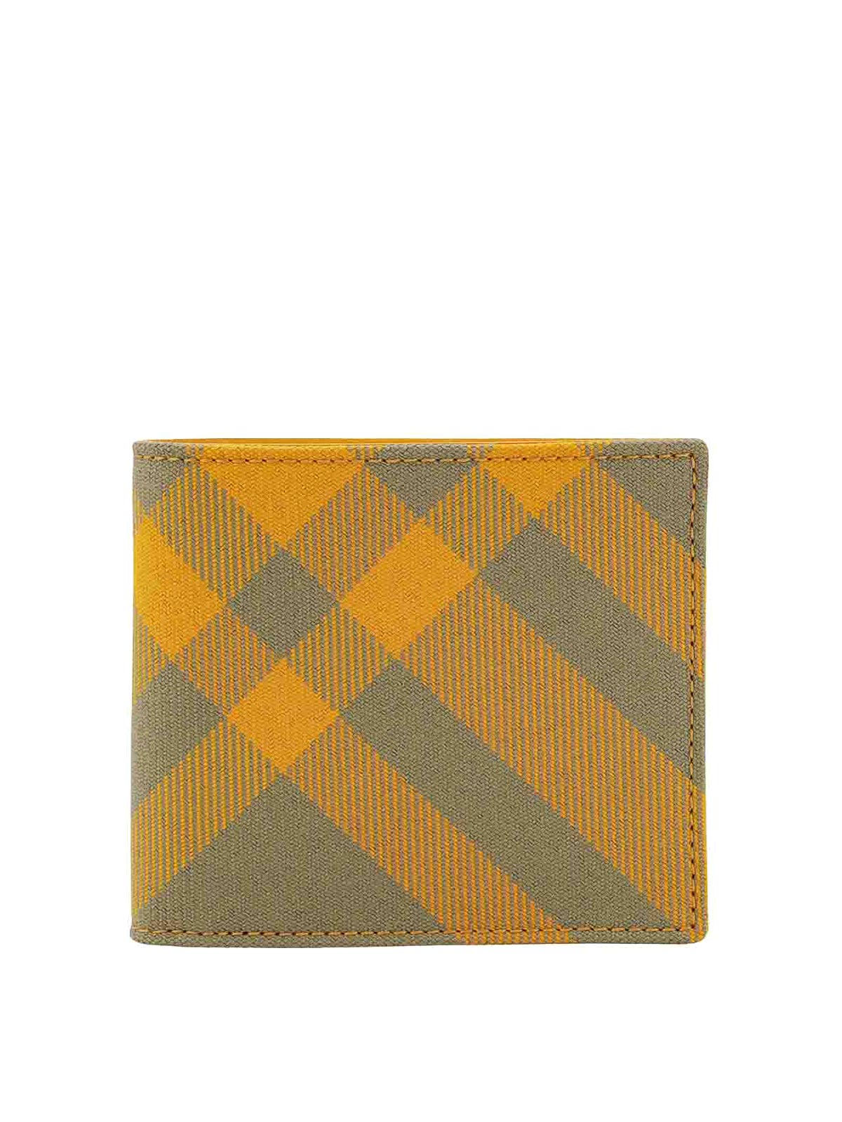 Shop Burberry Wool Blend Wallet With Check Motif In Yellow