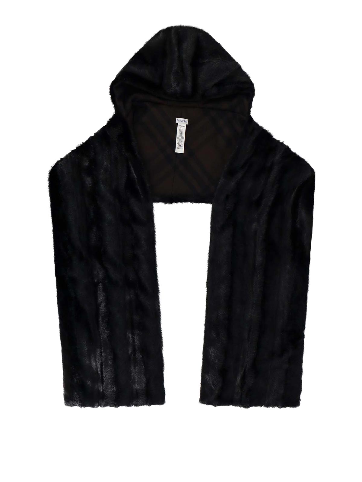 Burberry Faux Fur Scarf In Negro