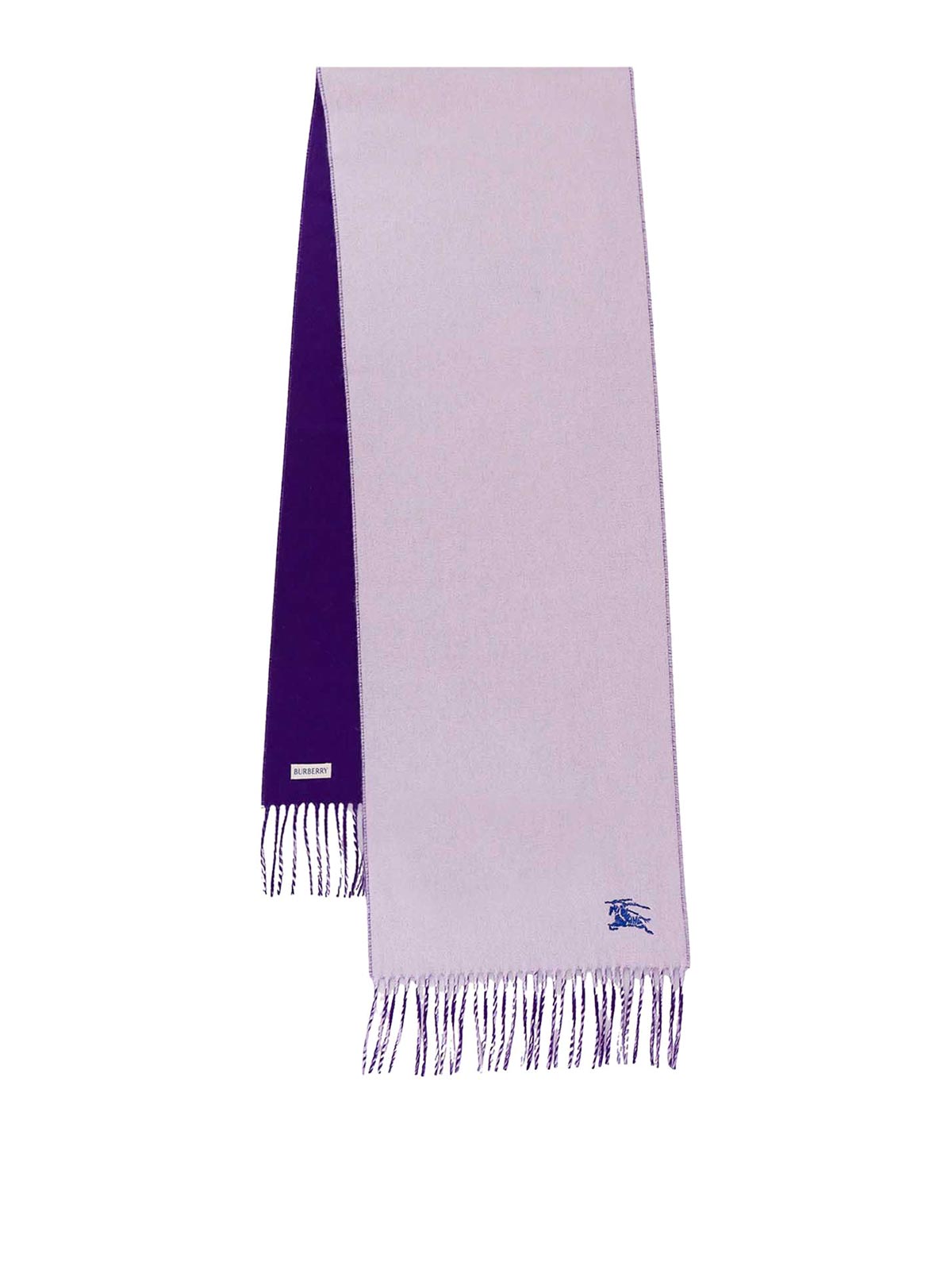 Shop Burberry Cashmere Scarf With Iconic Embroidery In Purple