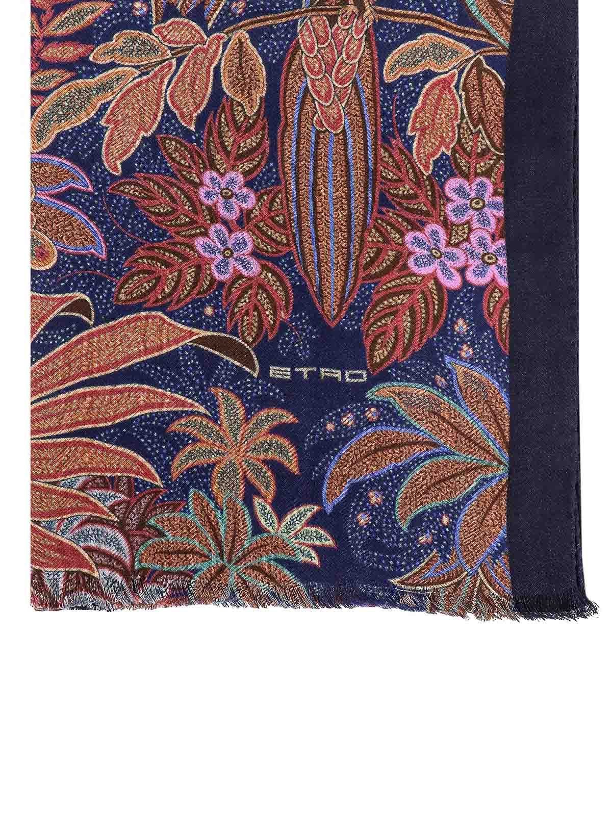 Shop Etro Cashmere And Silk Scarf In Blue