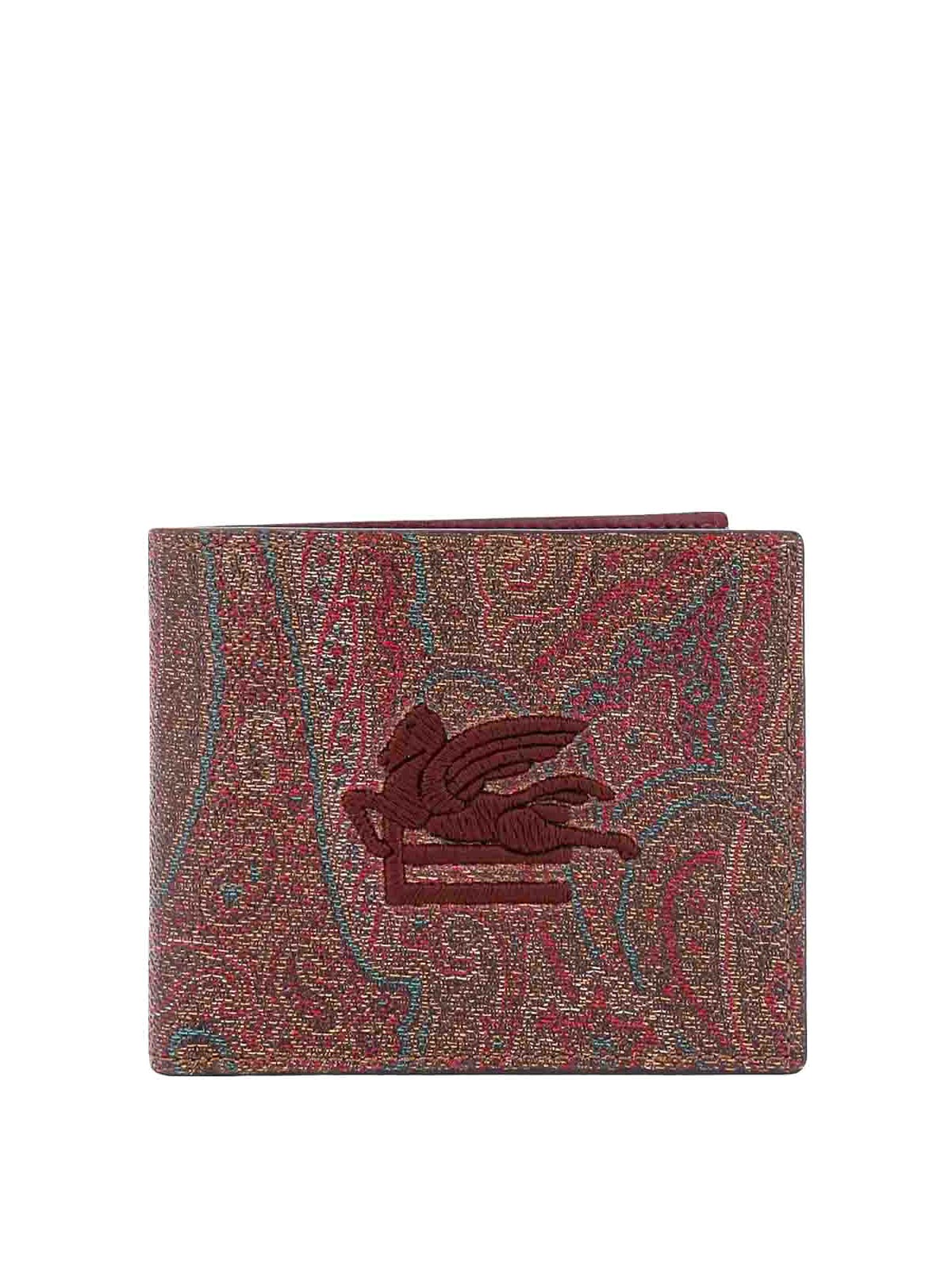 Shop Etro Coated Canvas Wallet With Paisley Motif In Brown