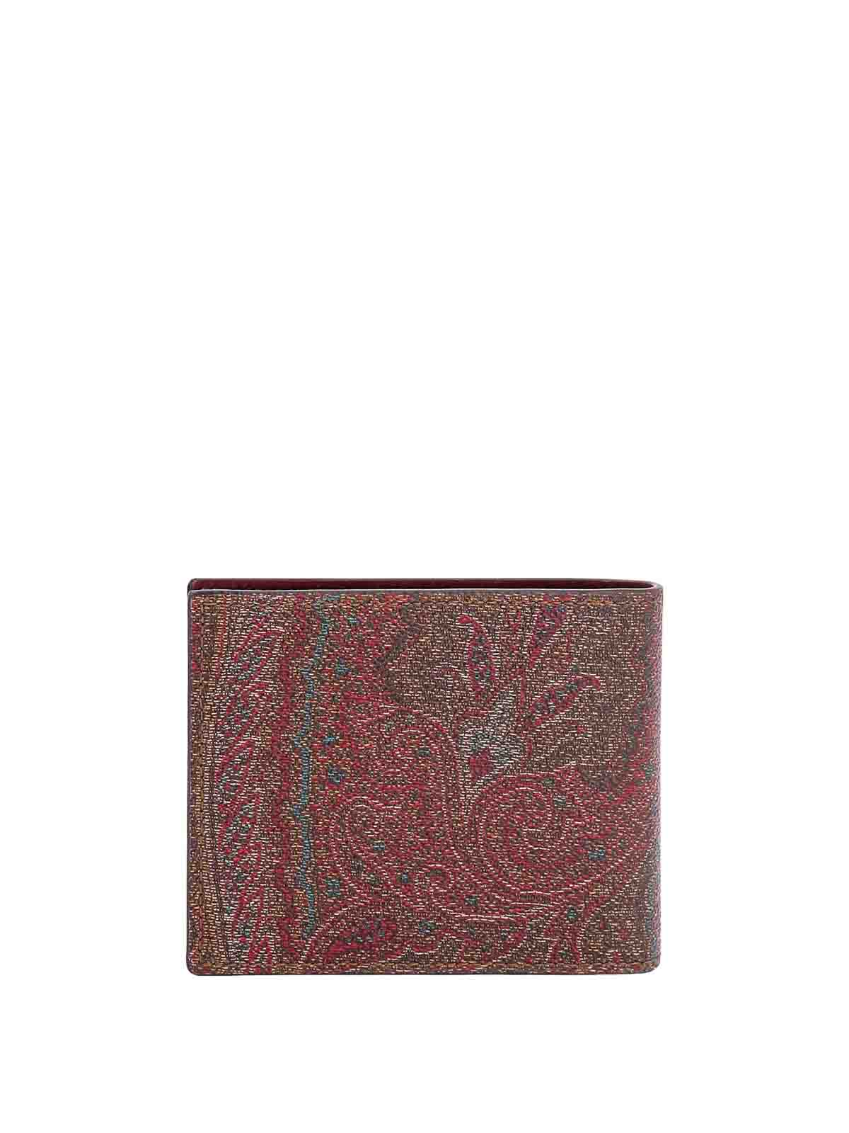 Shop Etro Coated Canvas Wallet With Paisley Motif In Brown