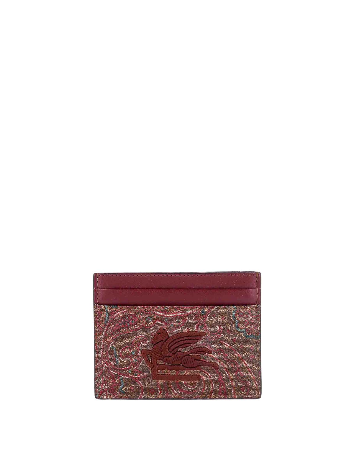 Shop Etro Coated Canvas Card Holder With Paisley Motif In Brown