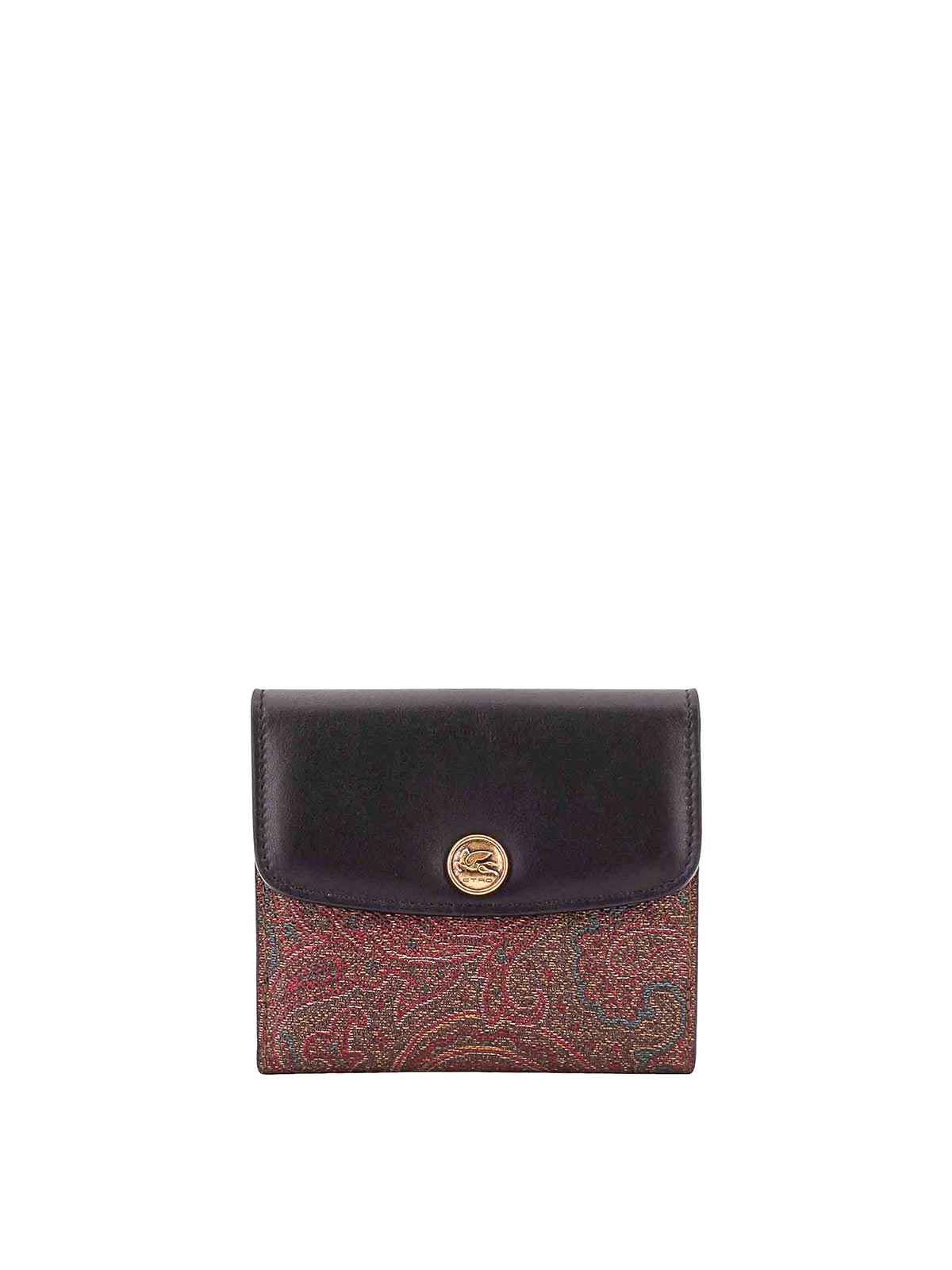 Shop Etro Jacquard Paisley Wallet Leather Flap In Black