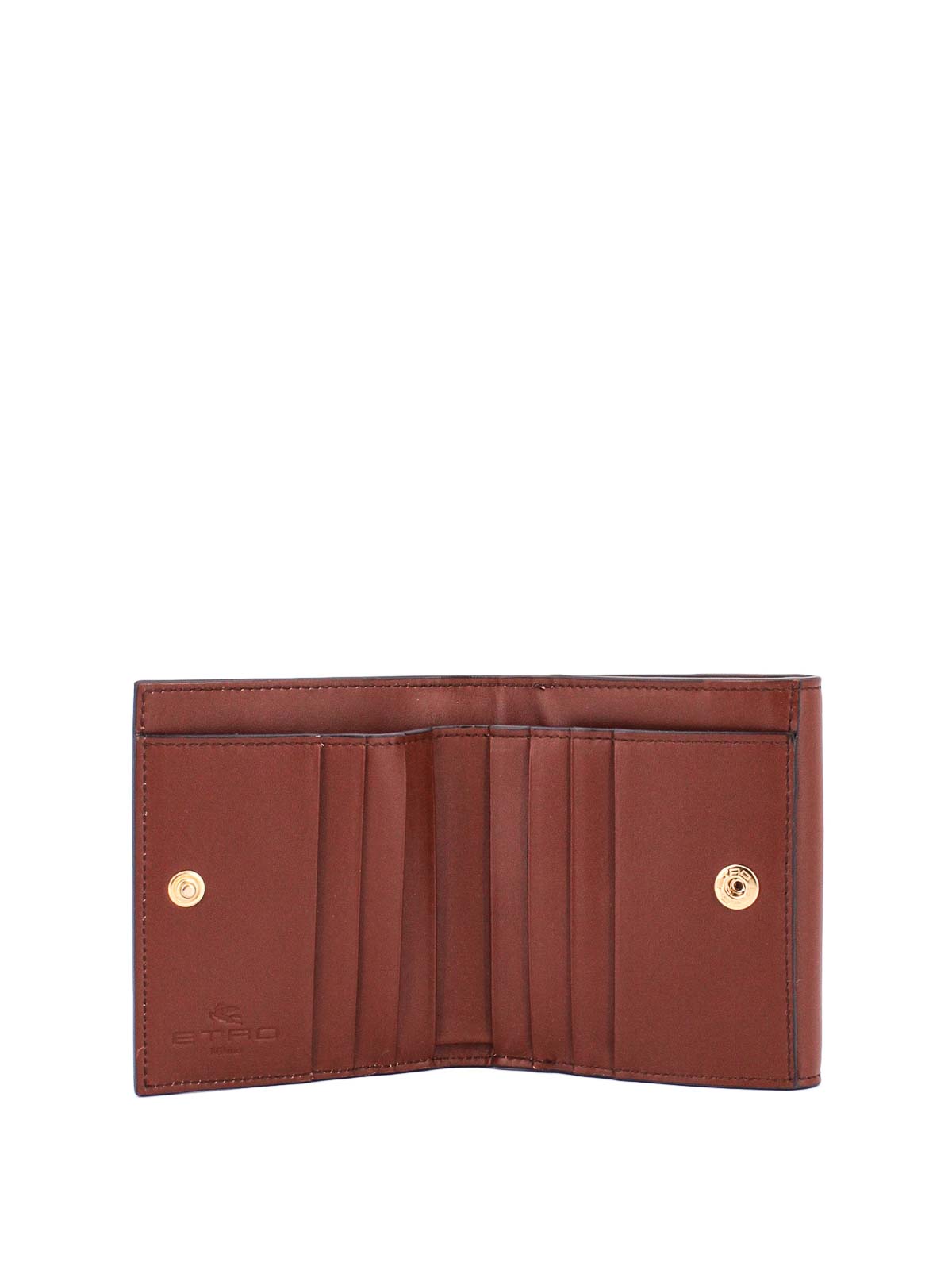 Shop Etro Jacquard Paisley Wallet Leather Flap In Brown
