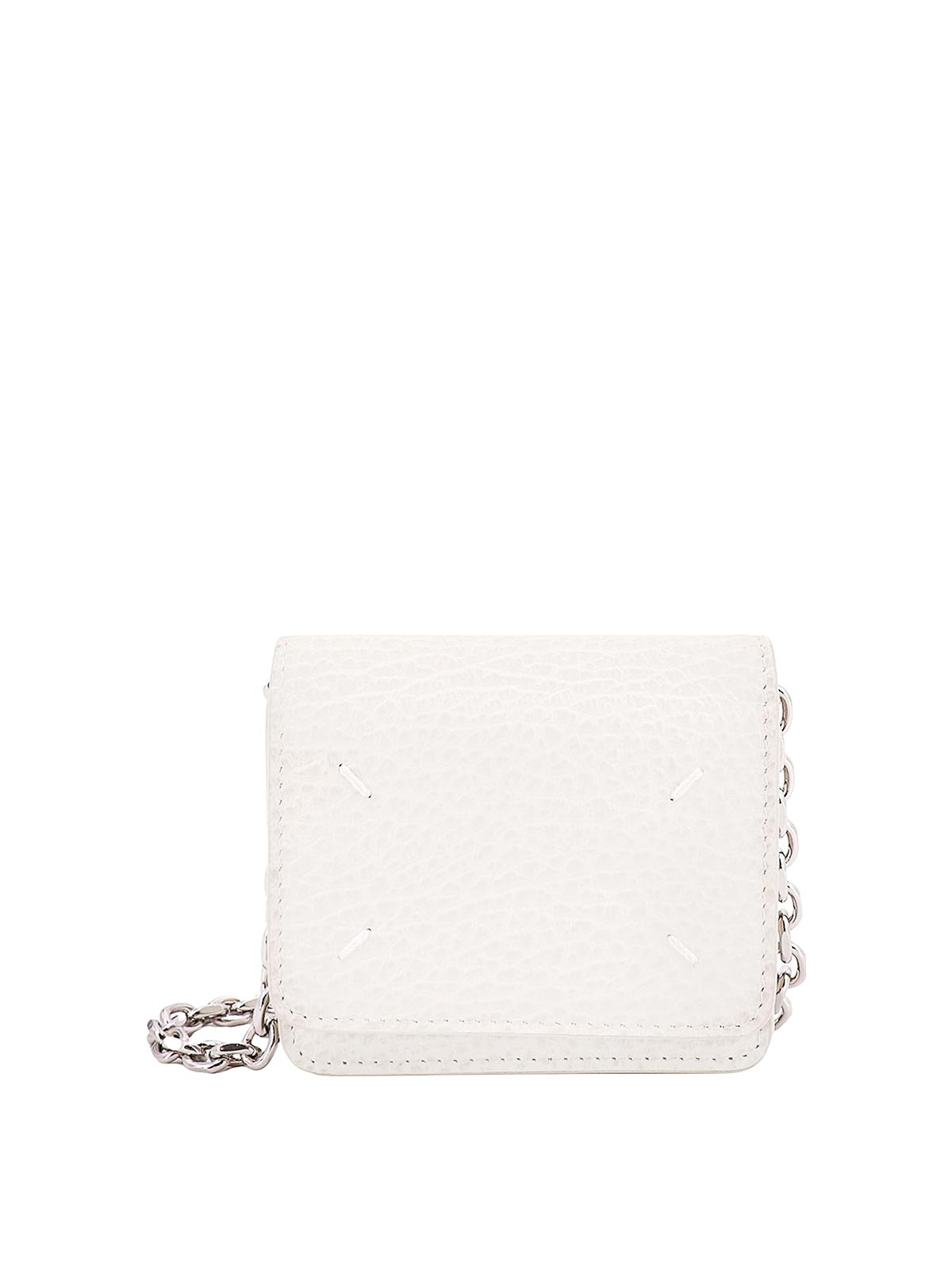 Maison Margiela Leather Card Holder With Iconic Stitching In White