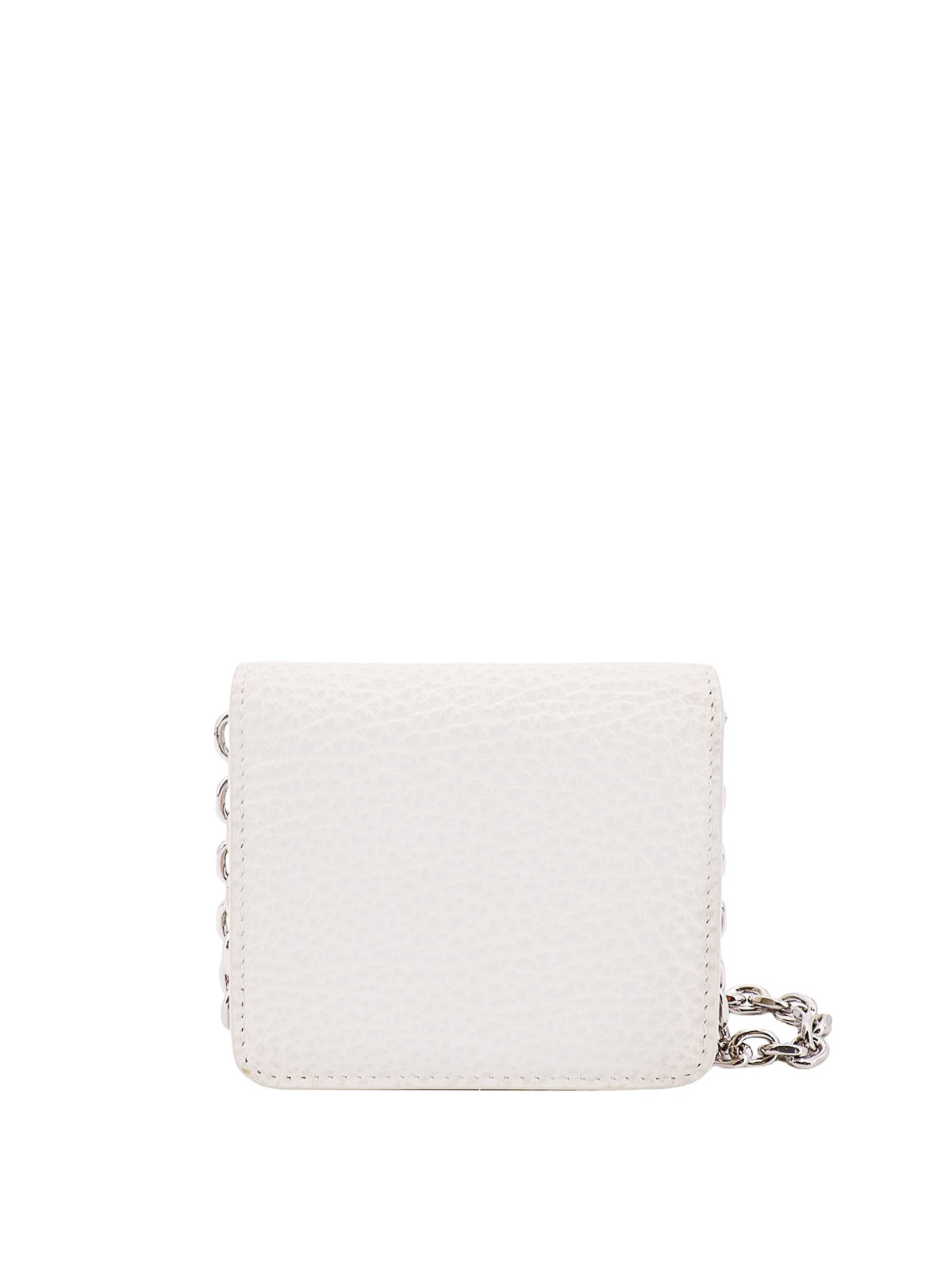 Shop Maison Margiela Leather Card Holder With Iconic Stitching In White